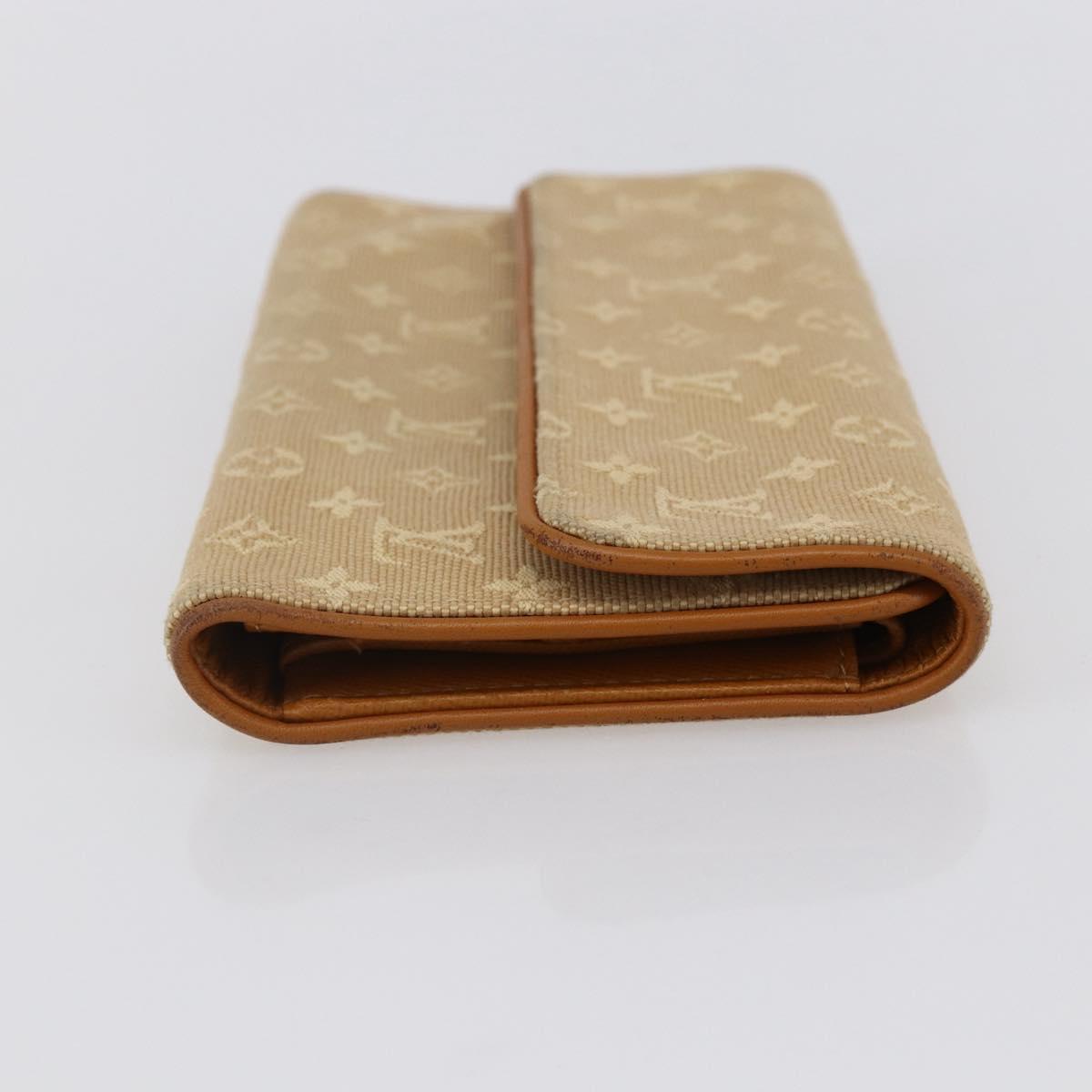 LOUIS VUITTON Monogram Mini Lin Porte Tresor Wallet Beige M92444 LV Auth bs31259
