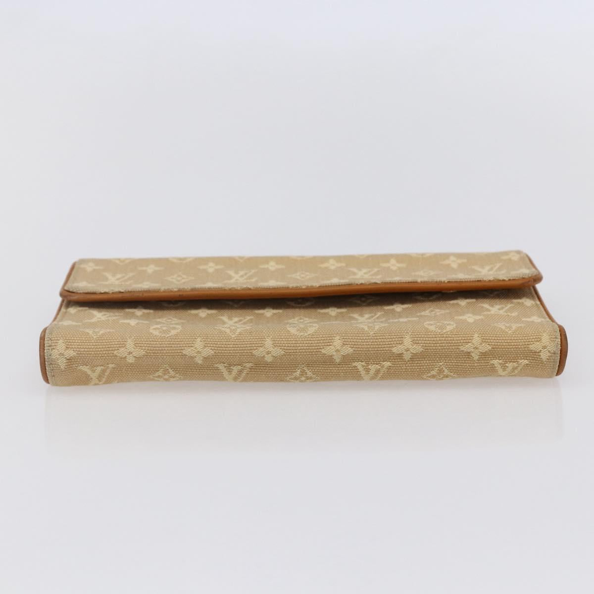 LOUIS VUITTON Monogram Mini Lin Porte Tresor Wallet Beige M92444 LV Auth bs31259