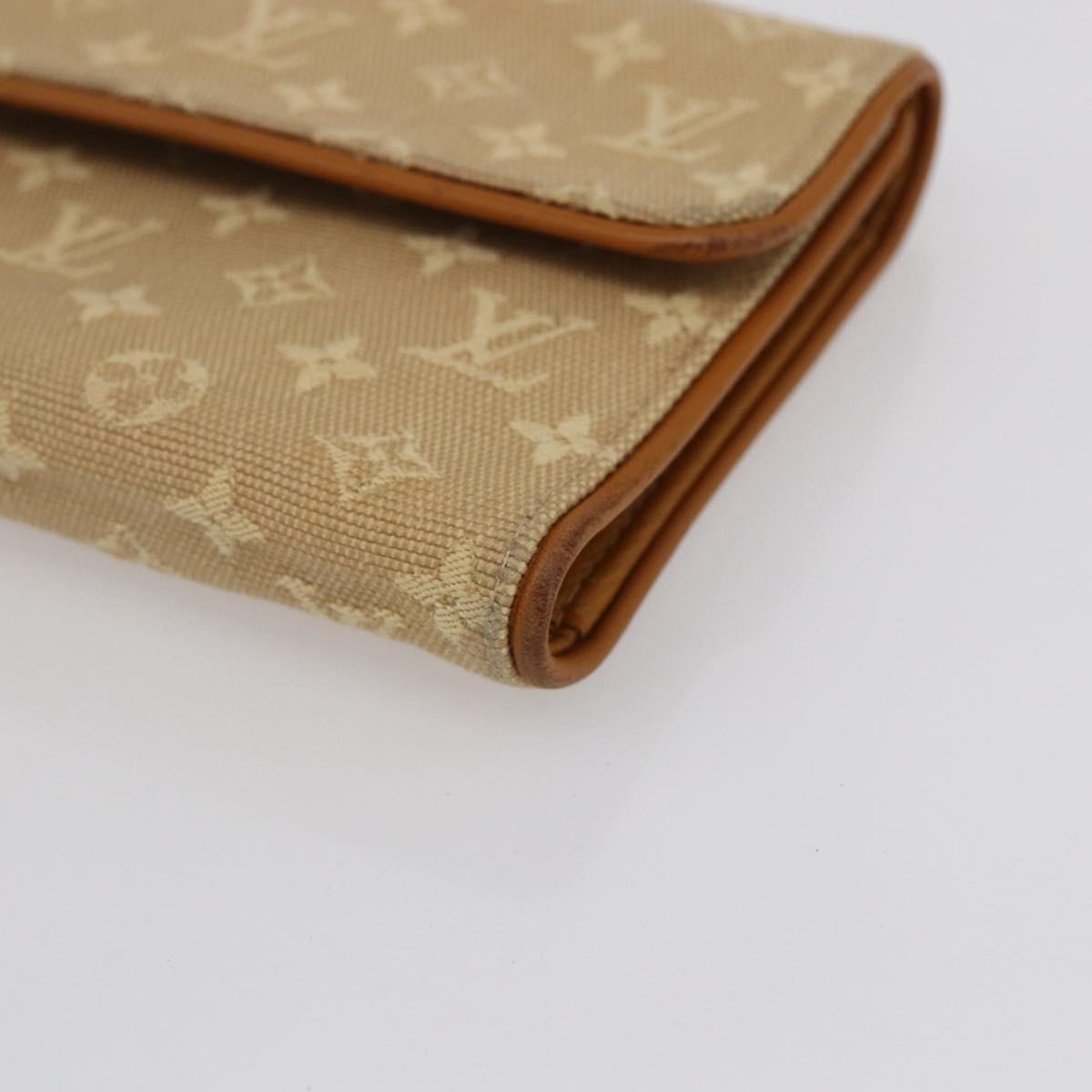 LOUIS VUITTON Monogram Mini Lin Porte Tresor Wallet Beige M92444 LV Auth bs31259