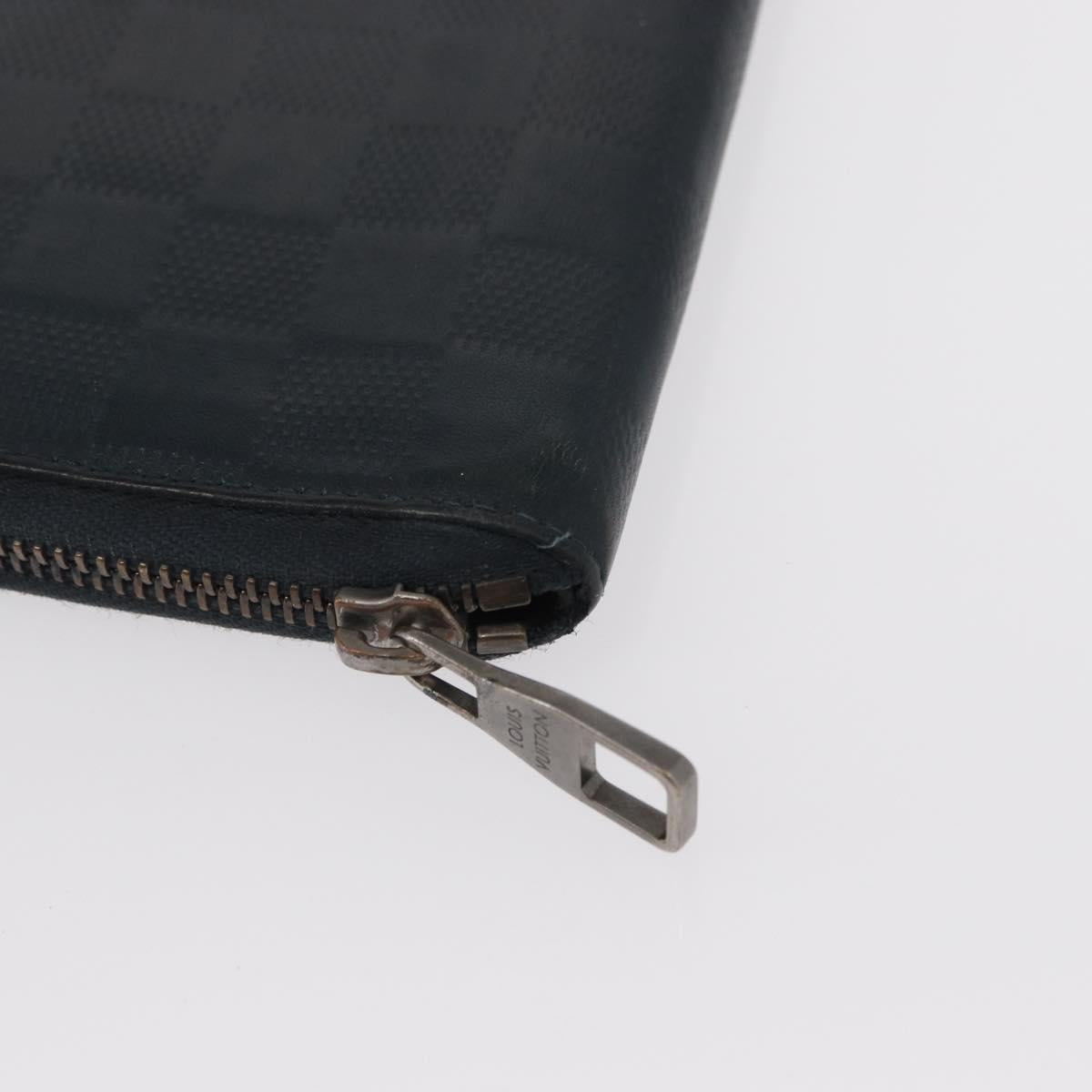 LOUIS VUITTON Damier Infini Zippy Wallet Vertical Black N63549 LV Auth bs31260