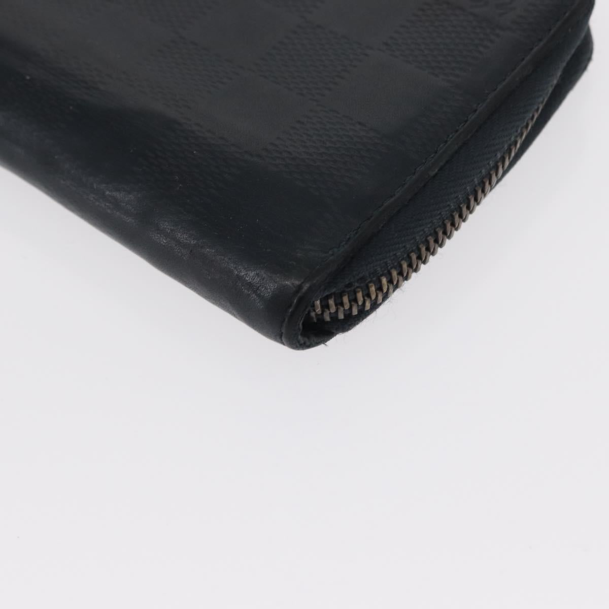 LOUIS VUITTON Damier Infini Zippy Wallet Vertical Black N63549 LV Auth bs31260