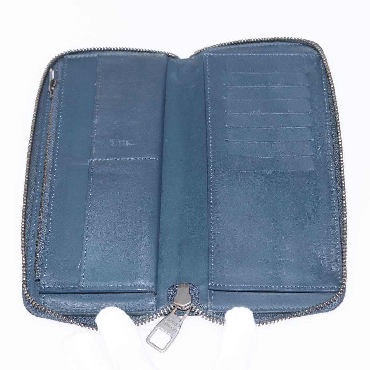 LOUIS VUITTON Damier Infini Zippy Wallet Vertical Black N63549 LV Auth bs31260