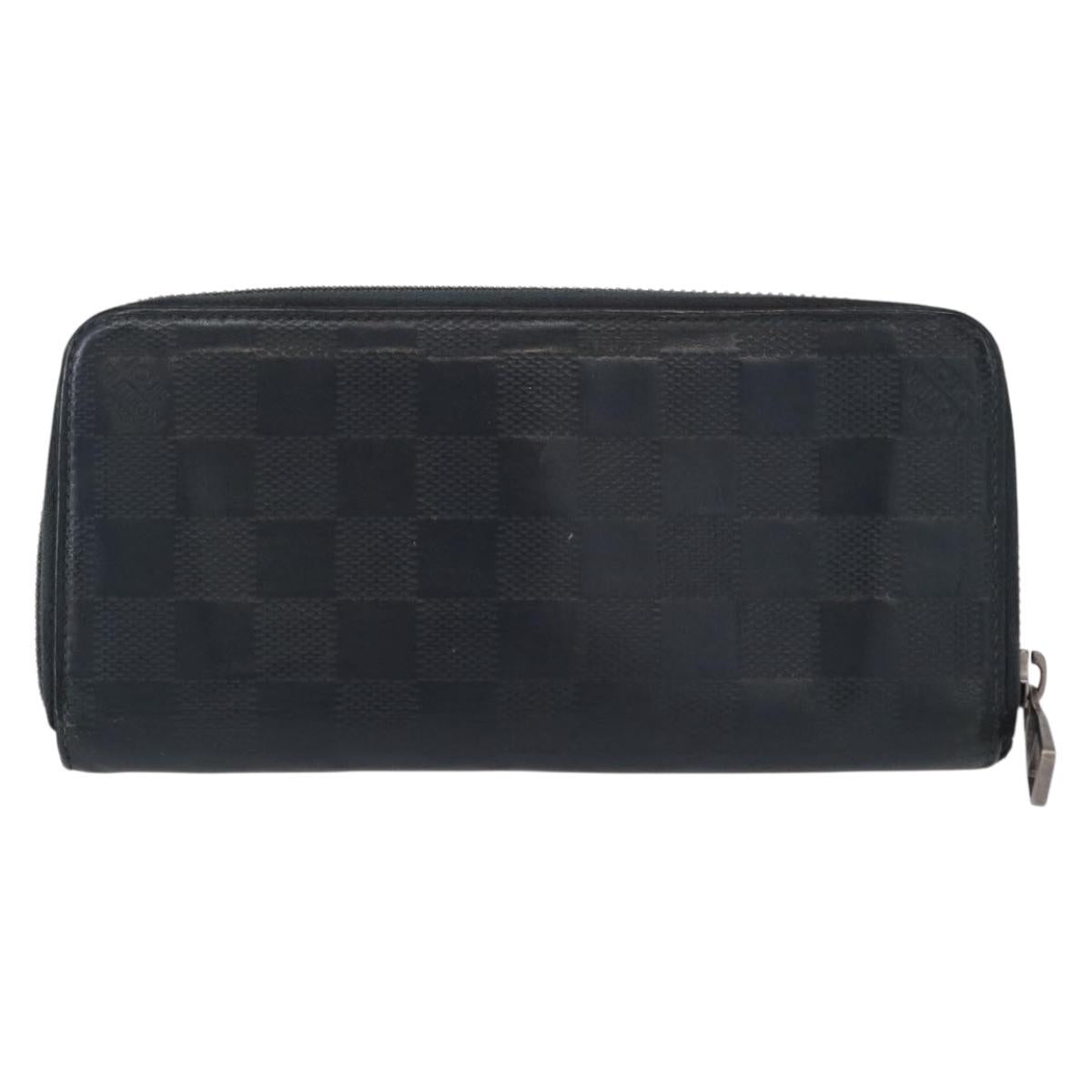 LOUIS VUITTON Damier Infini Zippy Wallet Vertical Black N63549 LV Auth bs31260