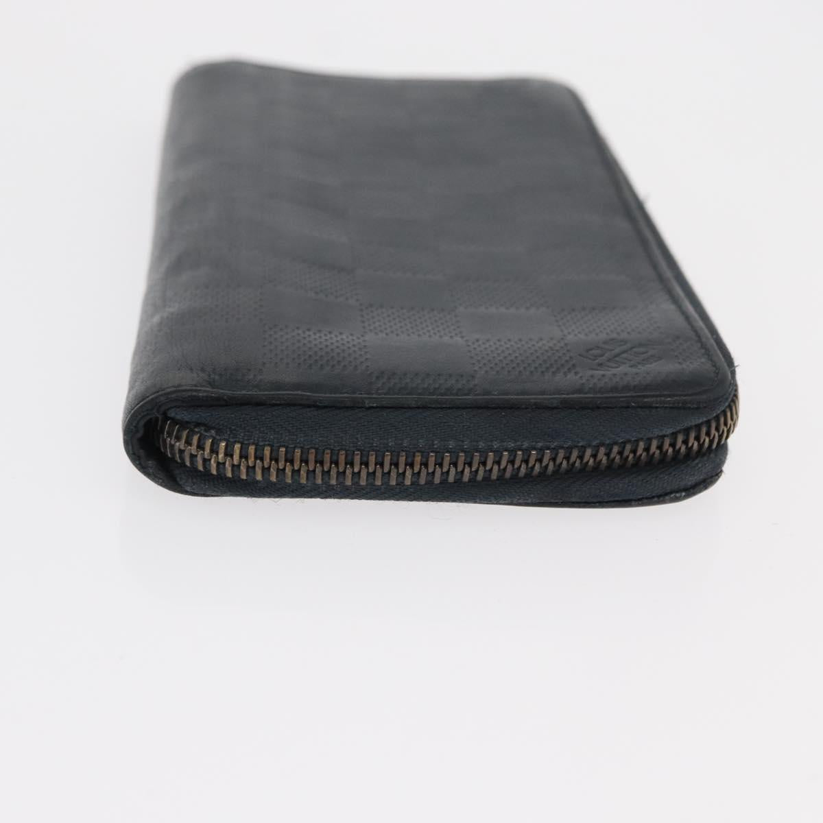 LOUIS VUITTON Damier Infini Zippy Wallet Vertical Black N63549 LV Auth bs31260