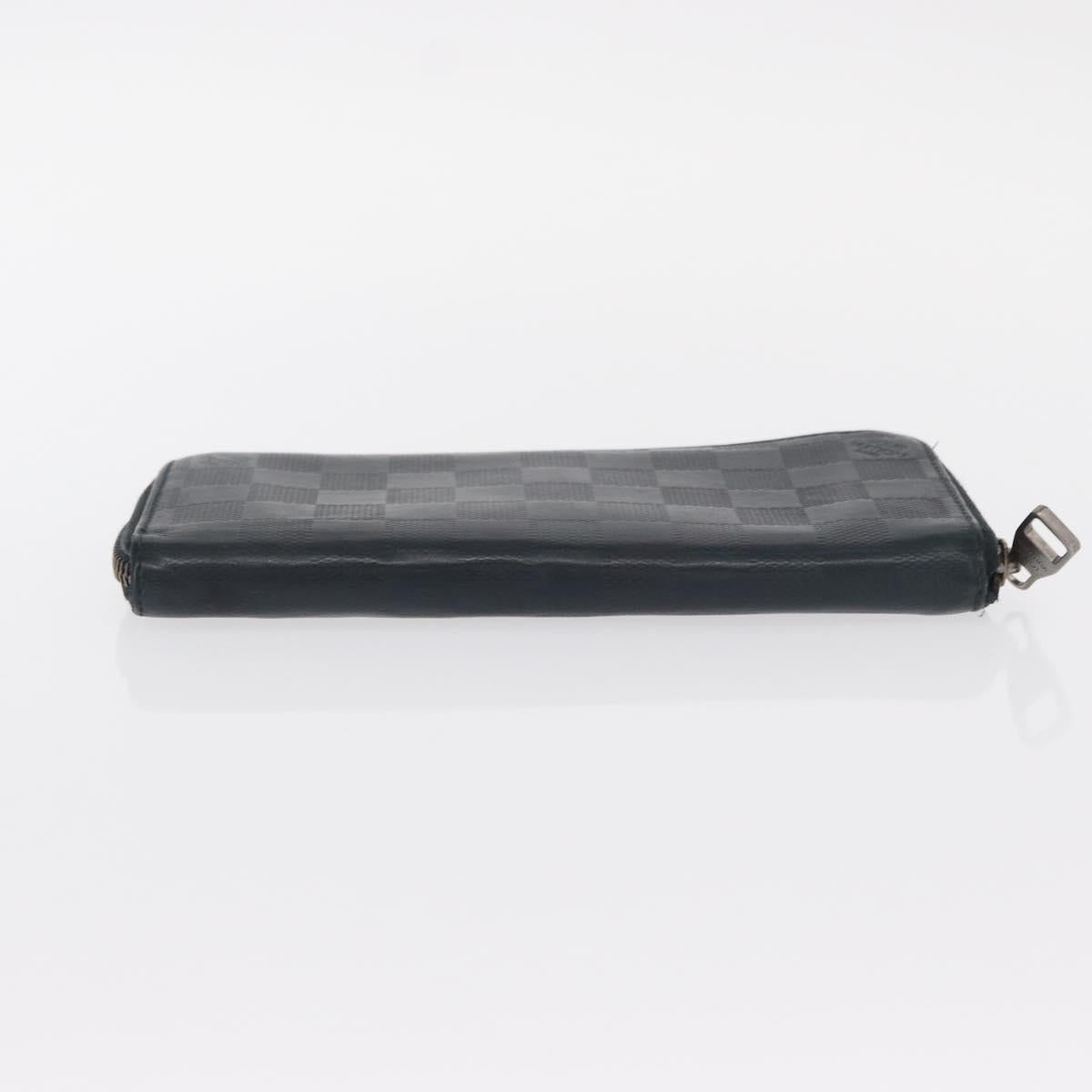 LOUIS VUITTON Damier Infini Zippy Wallet Vertical Black N63549 LV Auth bs31260