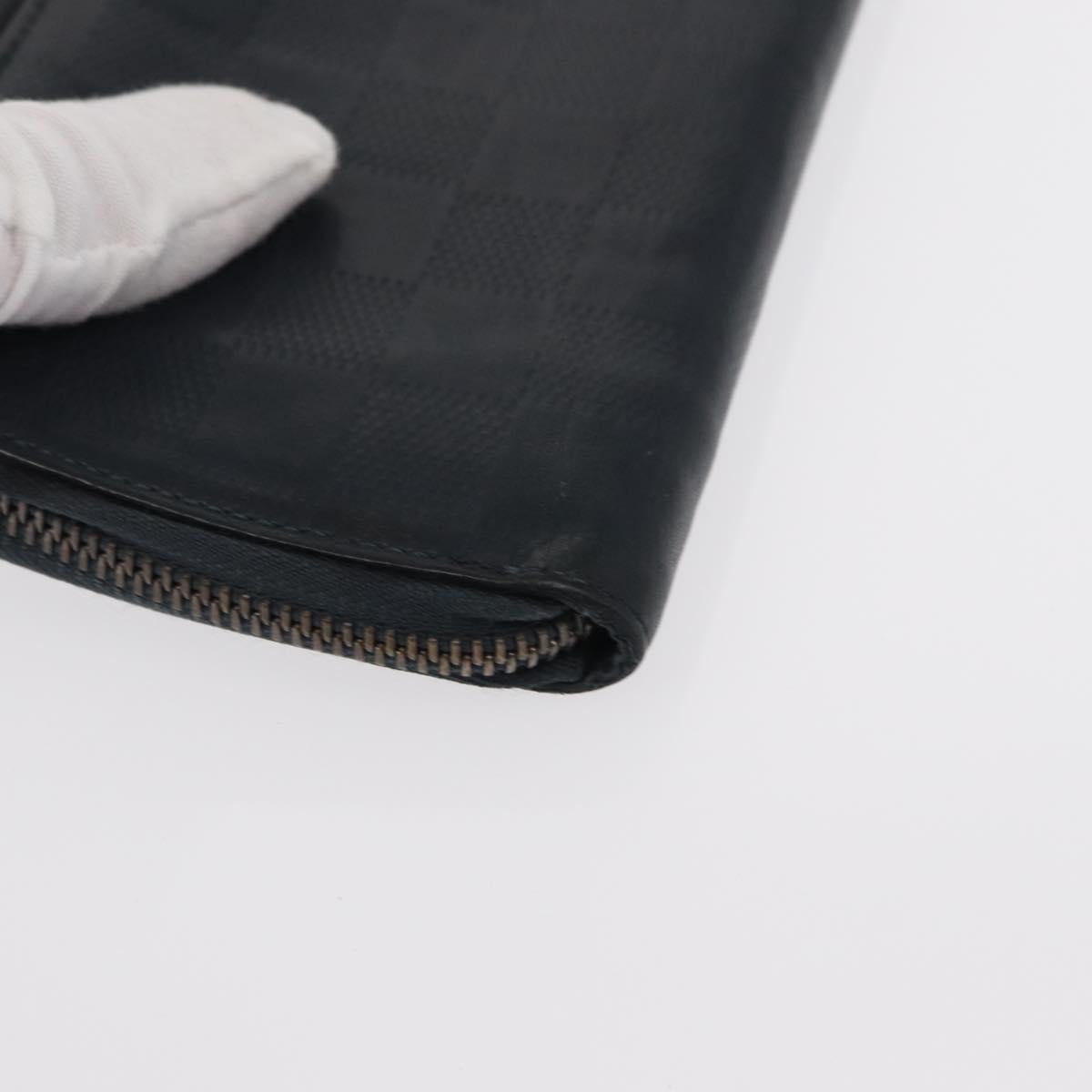 LOUIS VUITTON Damier Infini Zippy Wallet Vertical Black N63549 LV Auth bs31260