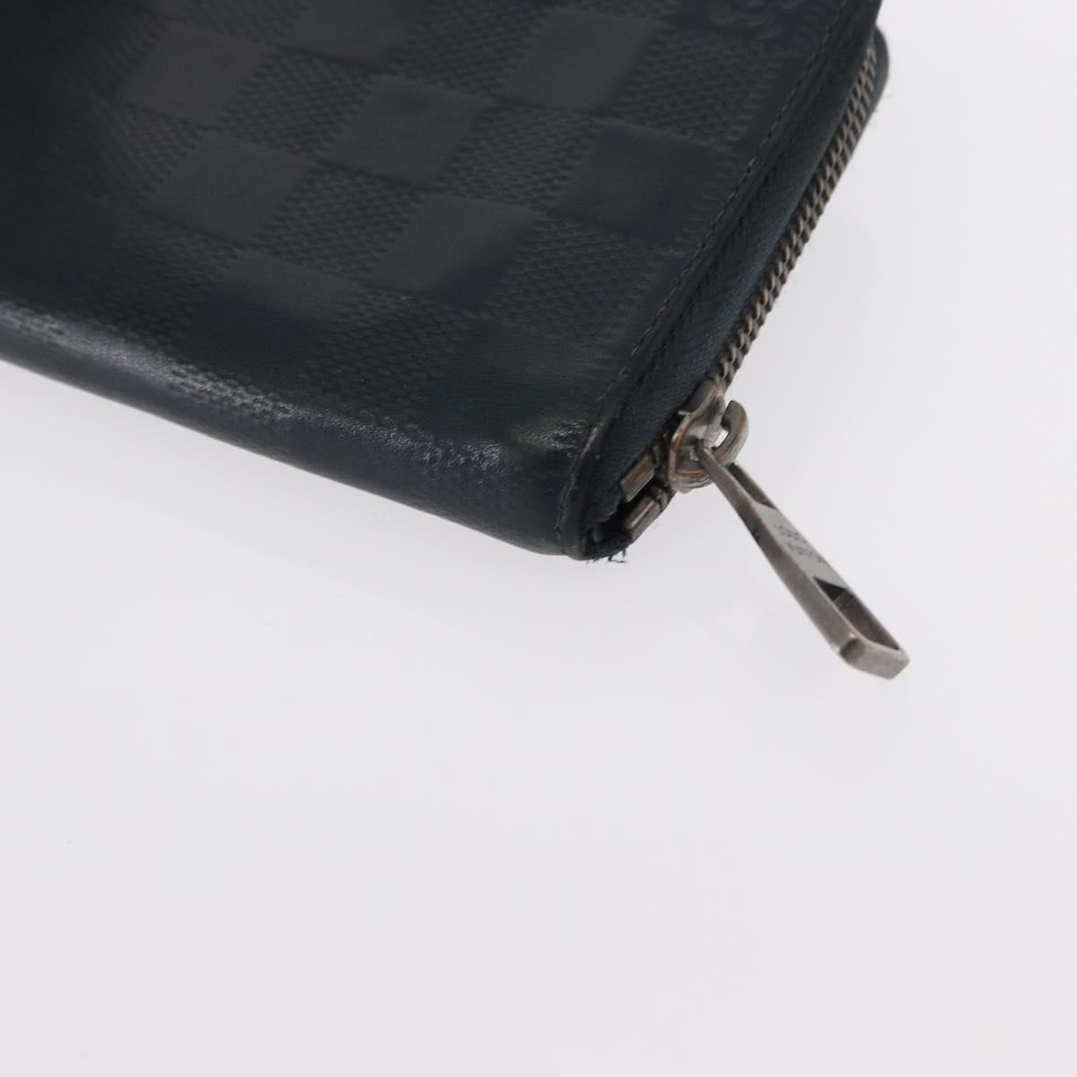 LOUIS VUITTON Damier Infini Zippy Wallet Vertical Black N63549 LV Auth bs31260
