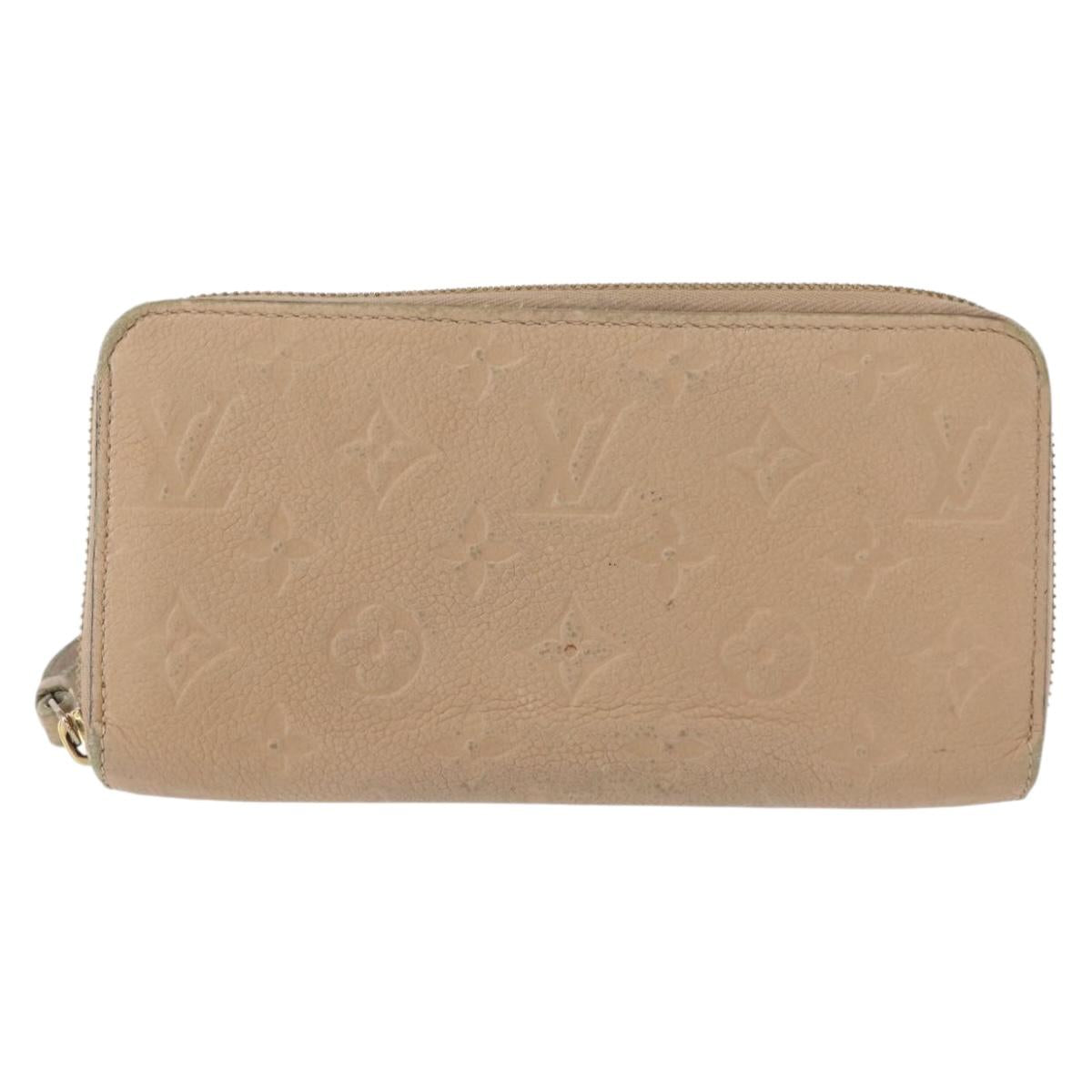 LOUIS VUITTON Monogram Empreinte Zippy Wallet Wallet Beige M61866 Auth bs31261
