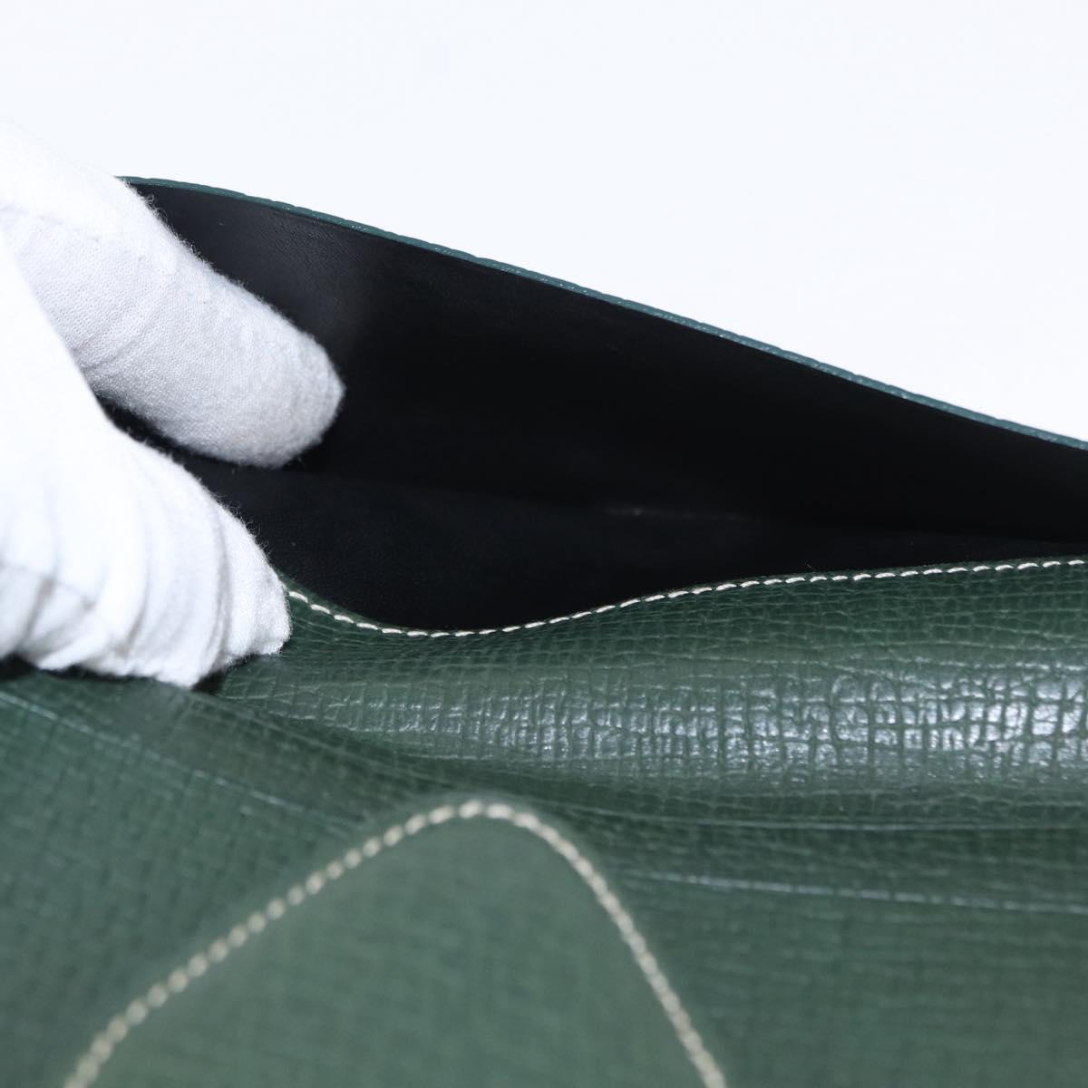 LOEWE Long Wallet Leather Green Auth bs31262