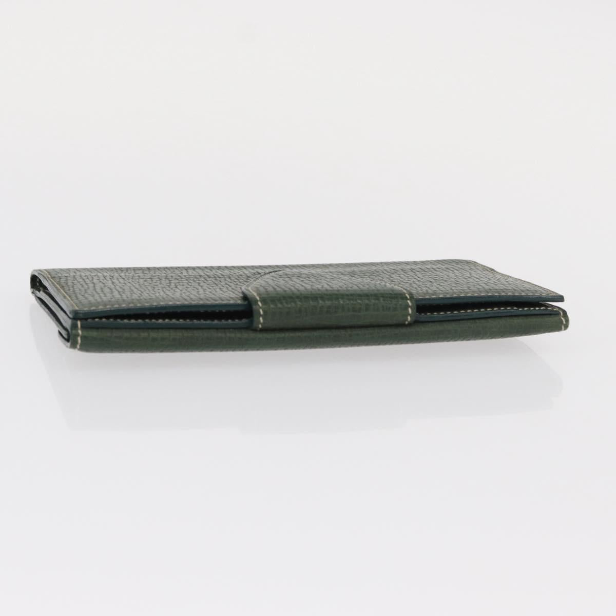 LOEWE Long Wallet Leather Green Auth bs31262
