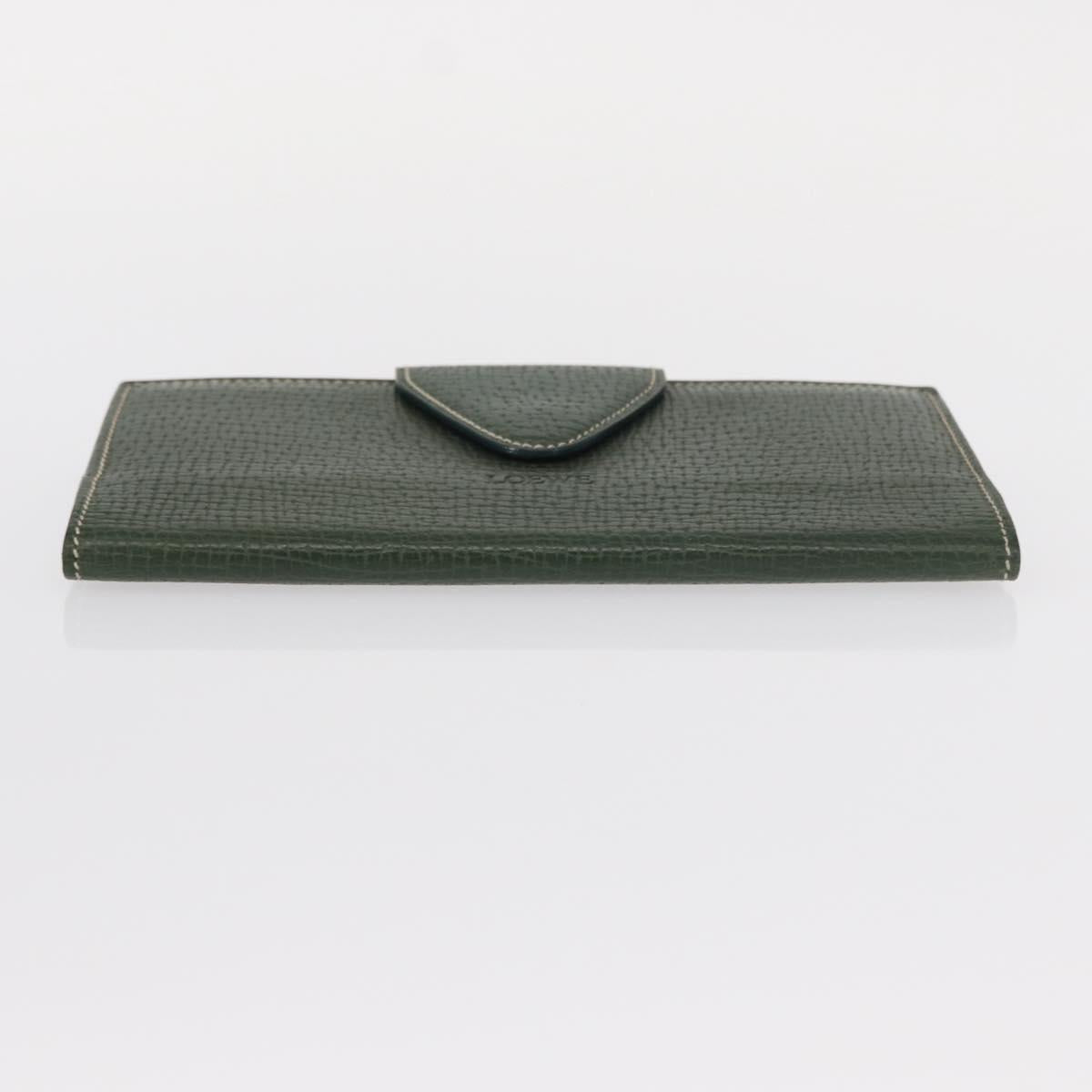 LOEWE Long Wallet Leather Green Auth bs31262