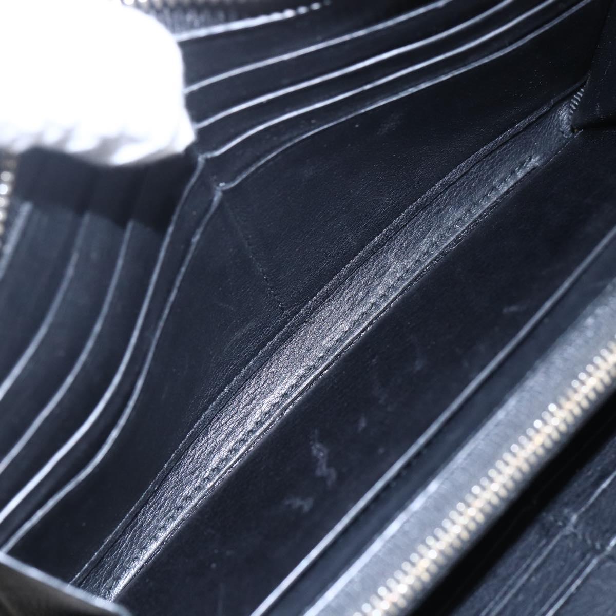 TIFFANY&Co. Long Wallet Leather Black Gold Auth bs31263