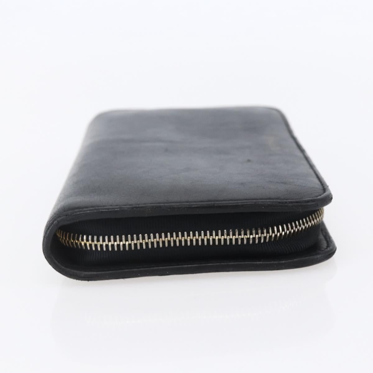 TIFFANY&Co. Long Wallet Leather Black Gold Auth bs31263