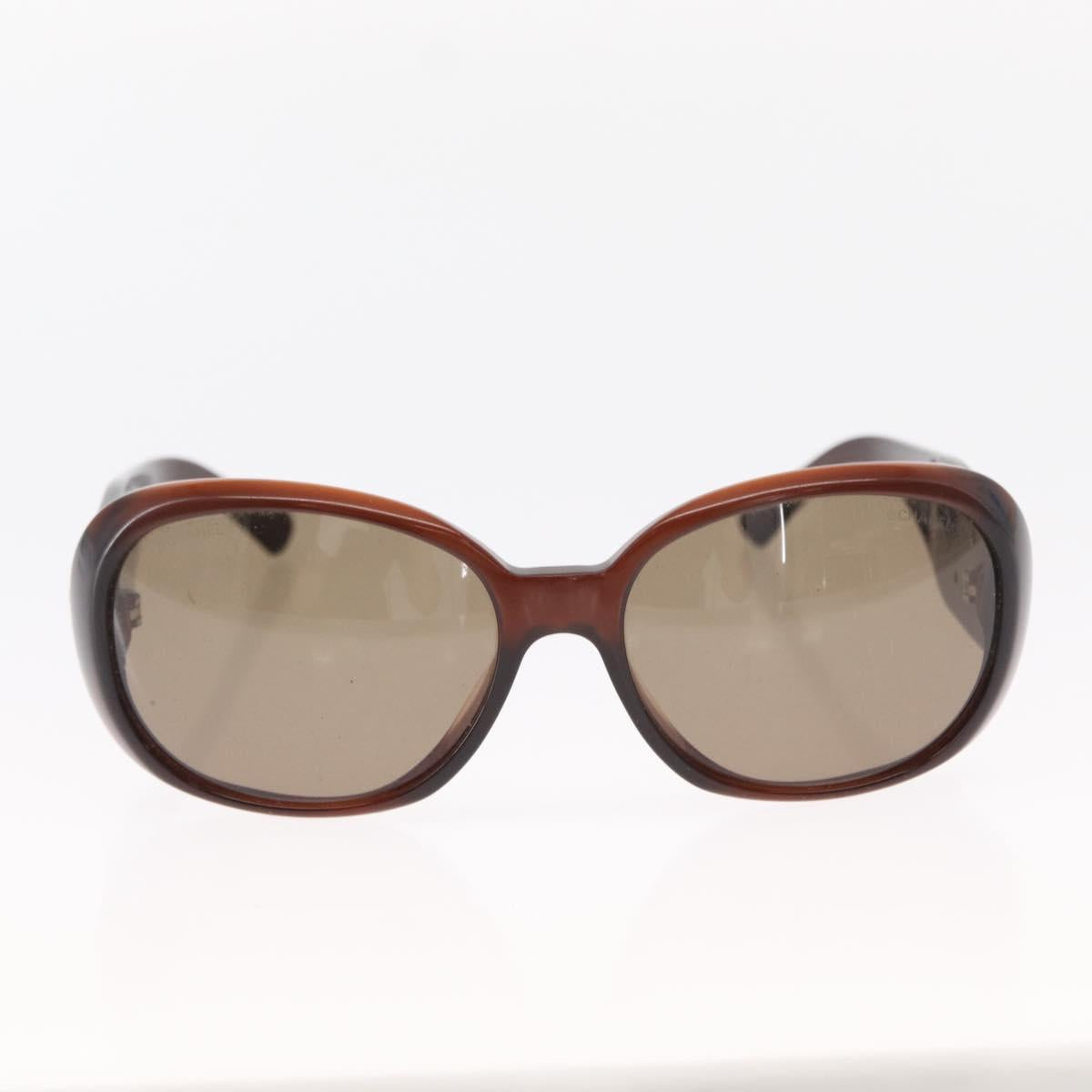 CHANEL Sunglasses plastic Brown CC Auth bs31264