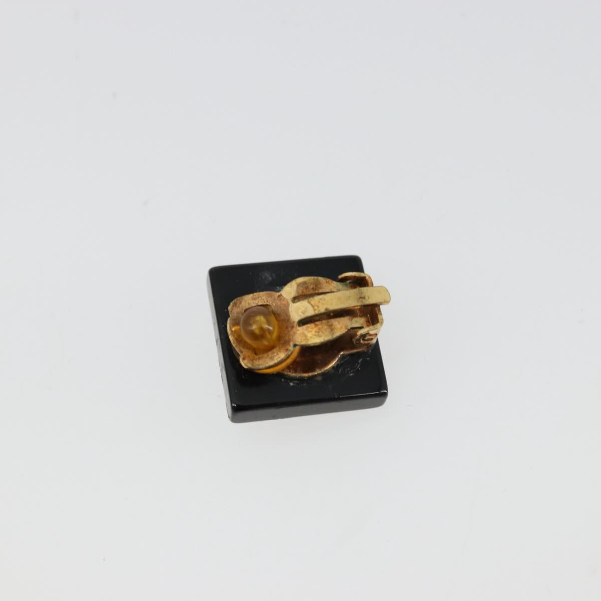 CHANEL Earring metal Black CC Auth bs31265