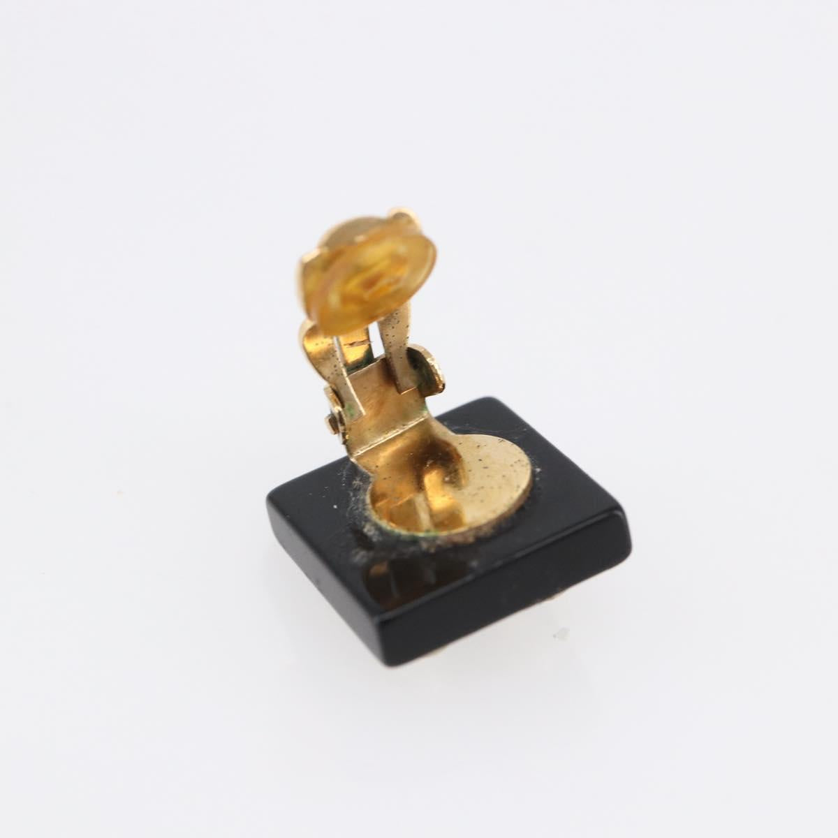 CHANEL Earring metal Black CC Auth bs31265