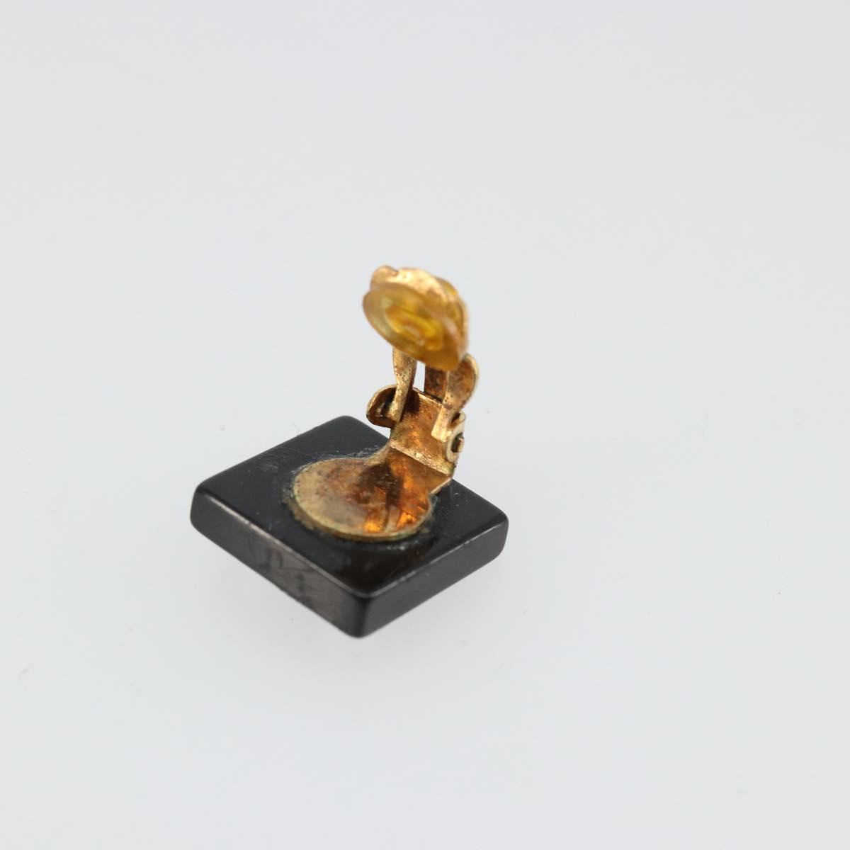 CHANEL Earring metal Black CC Auth bs31265