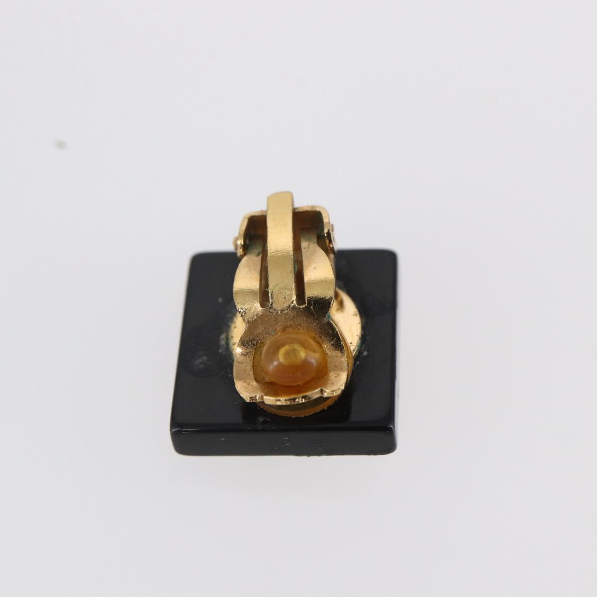 CHANEL Earring metal Black CC Auth bs31265