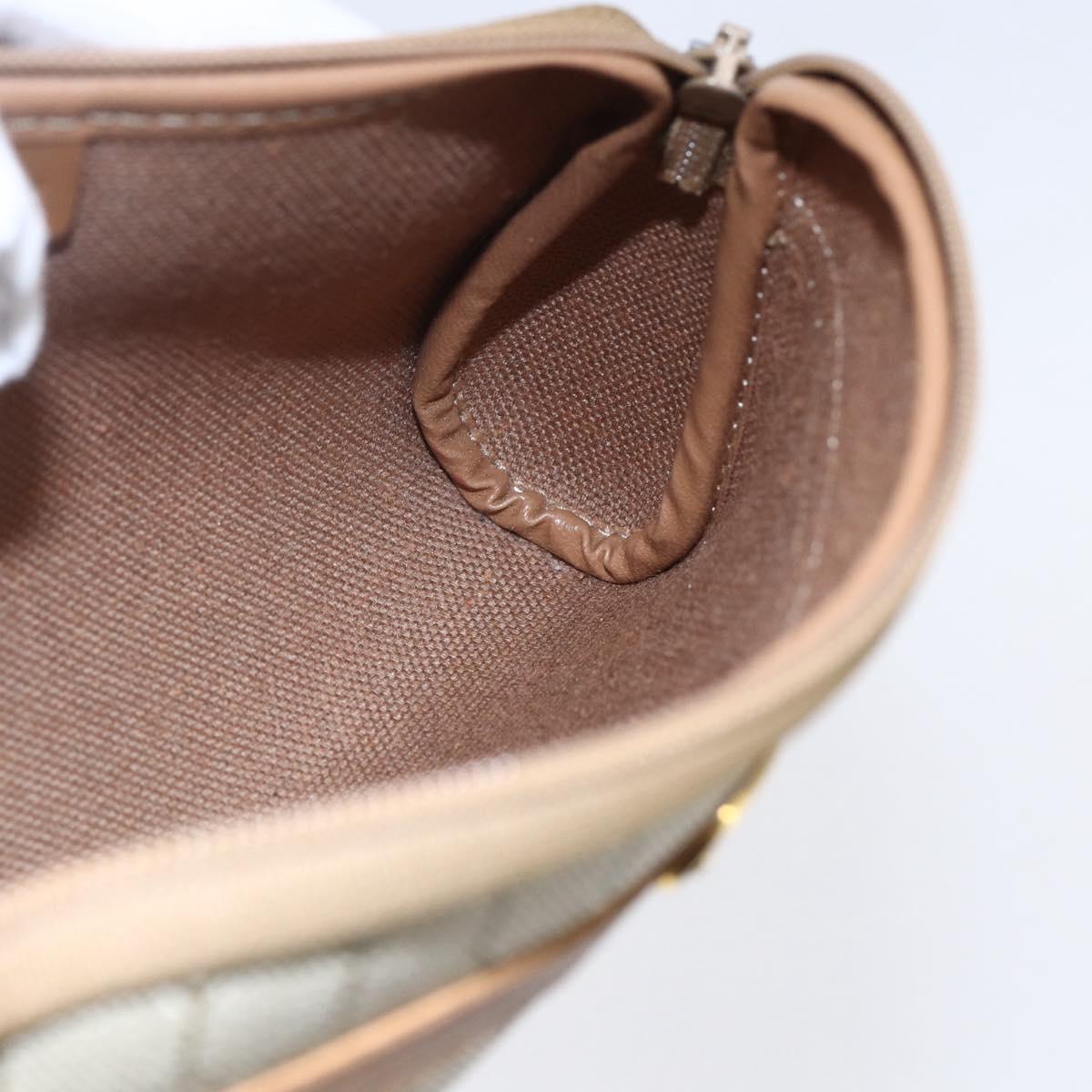 Christian Dior Honeycomb Canvas Pouch PVC Beige Gold Auth bs31266