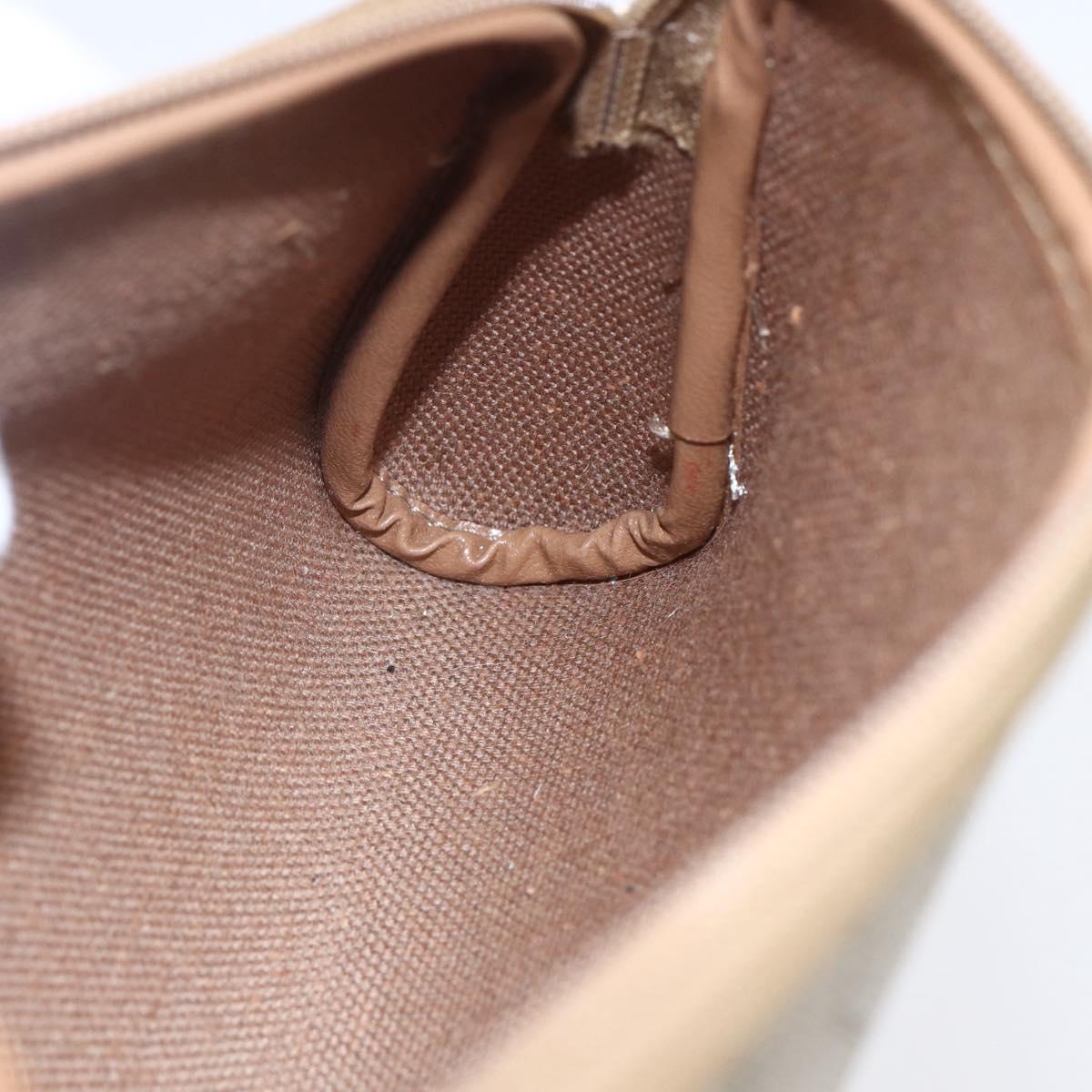 Christian Dior Honeycomb Canvas Pouch PVC Beige Gold Auth bs31266