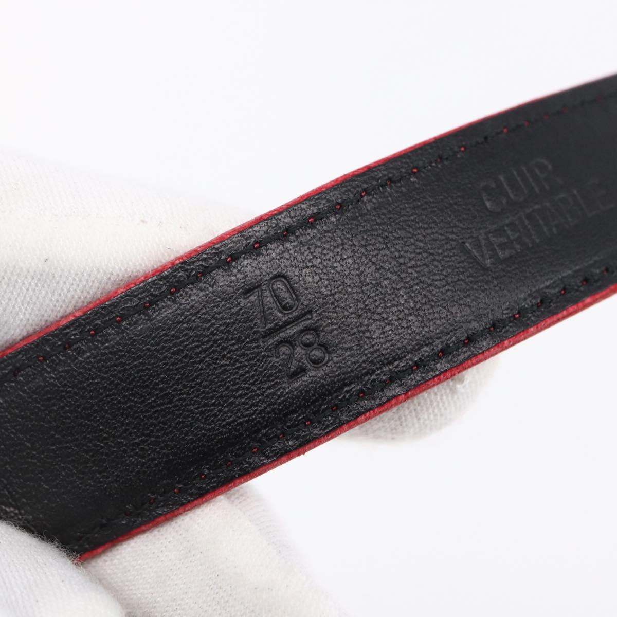 CHANEL Belt Leather 32.7"" Red Gold CC Auth bs31268