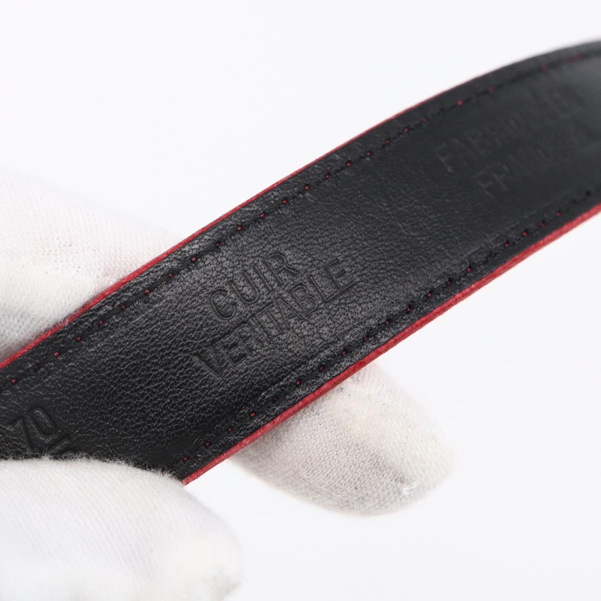 CHANEL Belt Leather 32.7"" Red Gold CC Auth bs31268