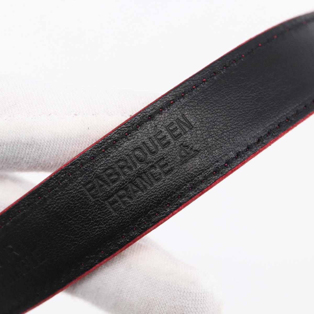 CHANEL Belt Leather 32.7"" Red Gold CC Auth bs31268