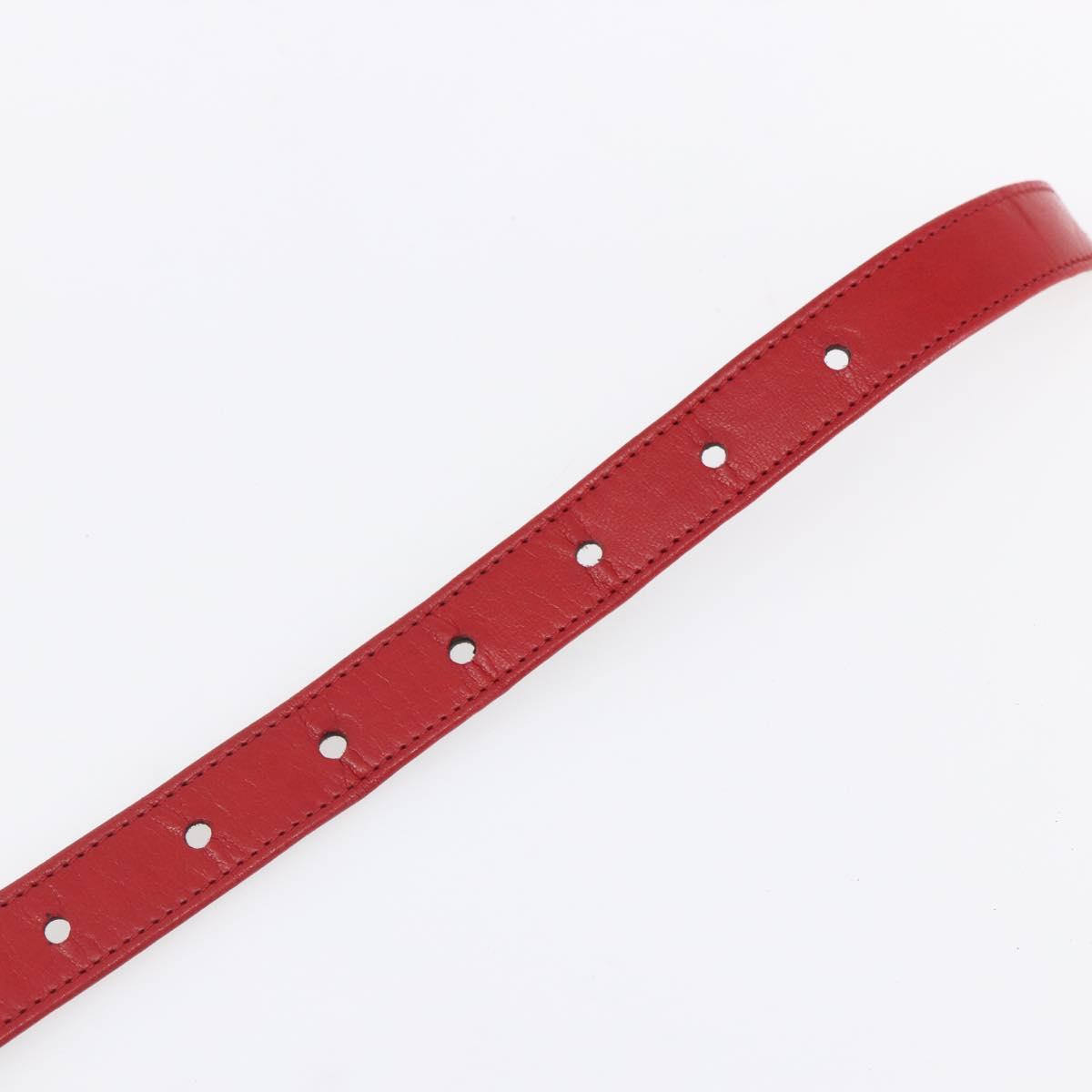 CHANEL Belt Leather 32.7"" Red Gold CC Auth bs31268