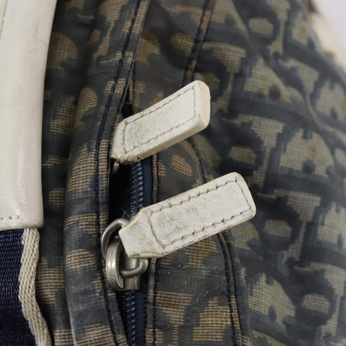 Christian Dior Trotter Canvas Backpack PVC Blue Silver Auth bs31270