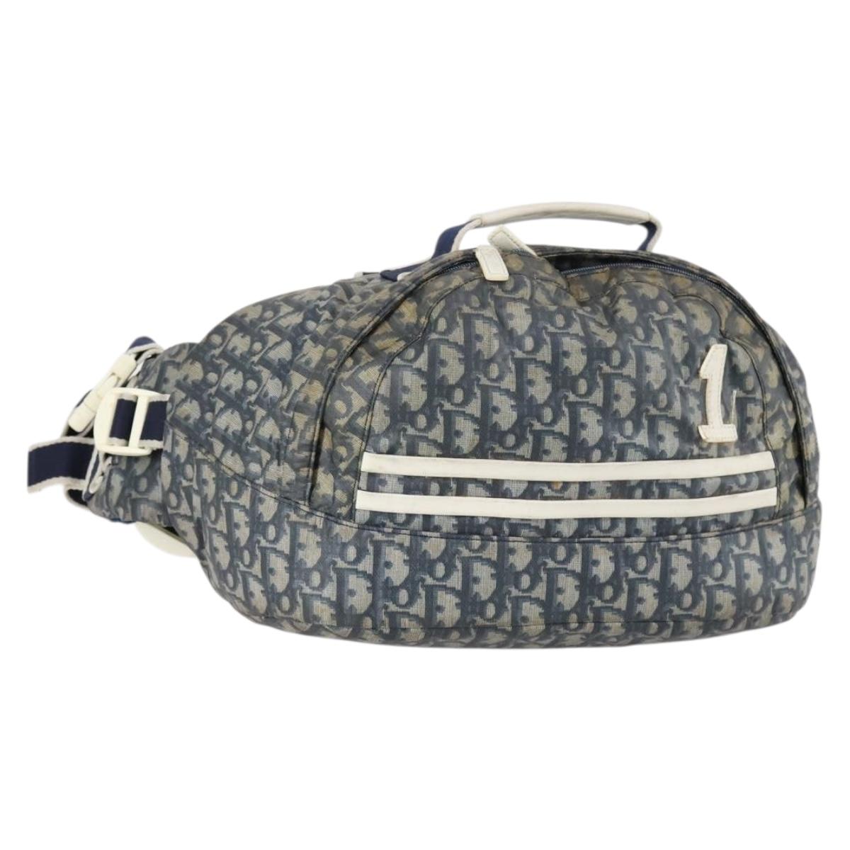 Christian Dior Trotter Canvas Backpack PVC Blue Silver Auth bs31270