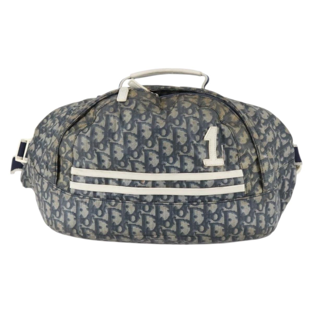 Christian Dior Trotter Canvas Backpack PVC Blue Silver Auth bs31270