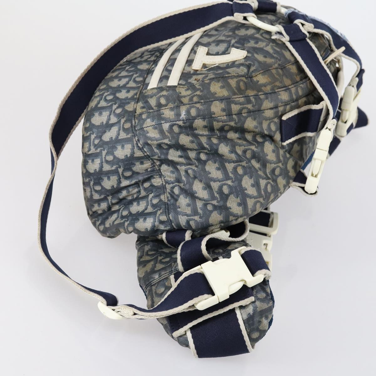 Christian Dior Trotter Canvas Backpack PVC Blue Silver Auth bs31270