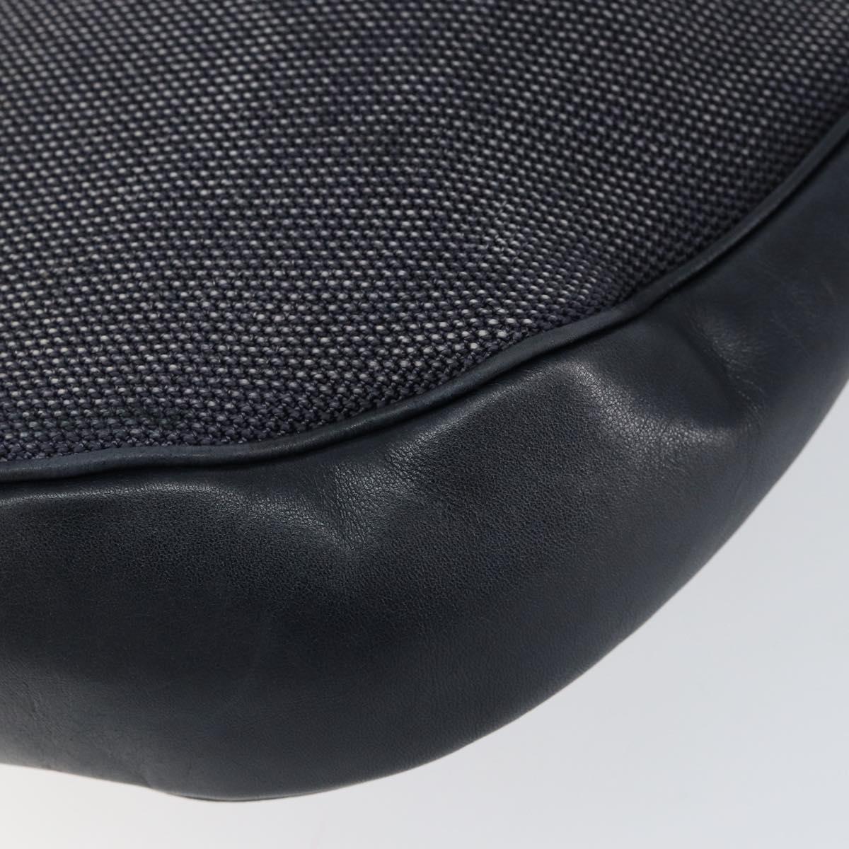 CELINE Shoulder Bag Canvas Leather Navy Gold Auth bs31271