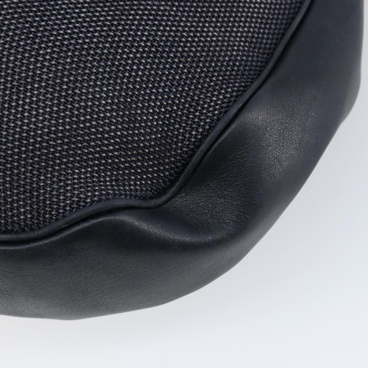 CELINE Shoulder Bag Canvas Leather Navy Gold Auth bs31271