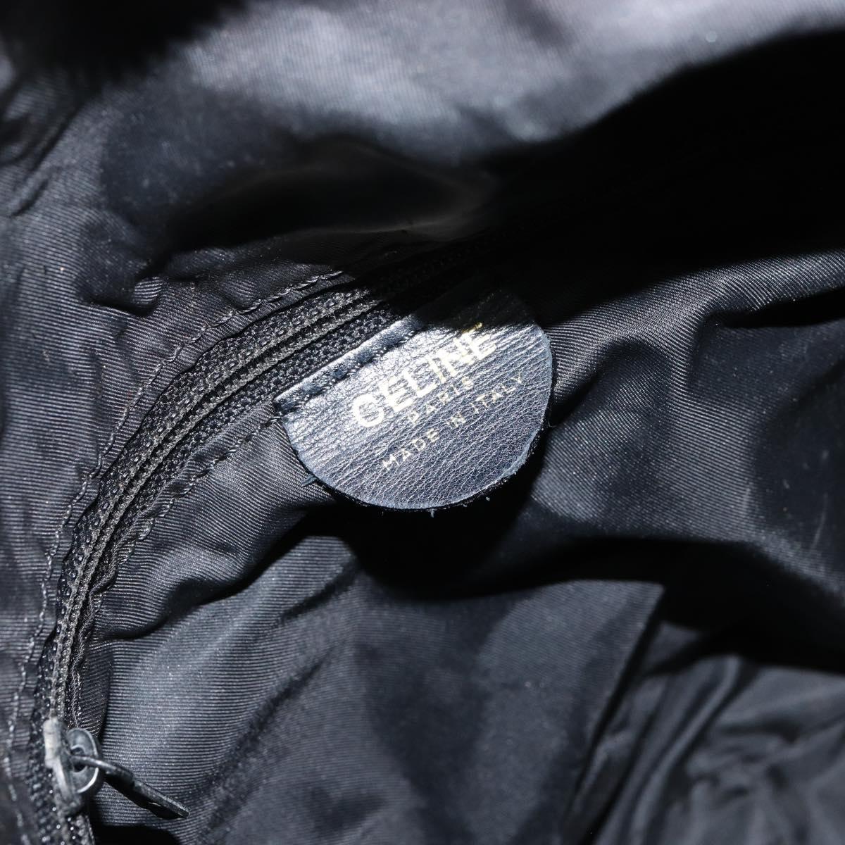 CELINE Shoulder Bag Canvas Leather Navy Gold Auth bs31271