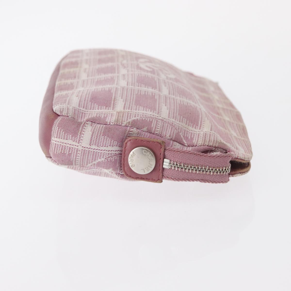 CHANEL New Travel Line Pouch Nylon 2 Set Pink Black CC Auth bs31272