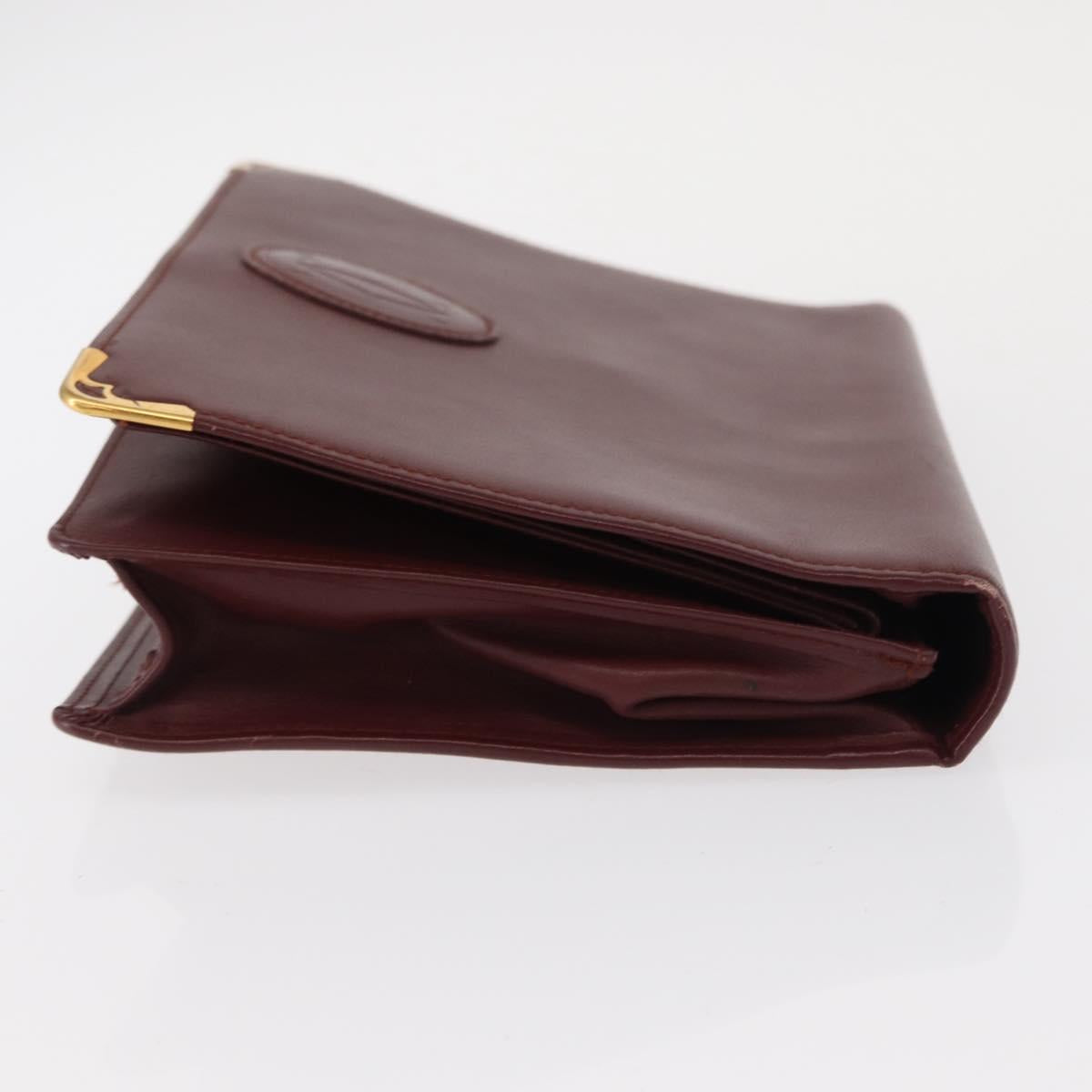 CARTIER Must Line Clutch Bag Leather 2 Set Bordeaux Auth bs31274