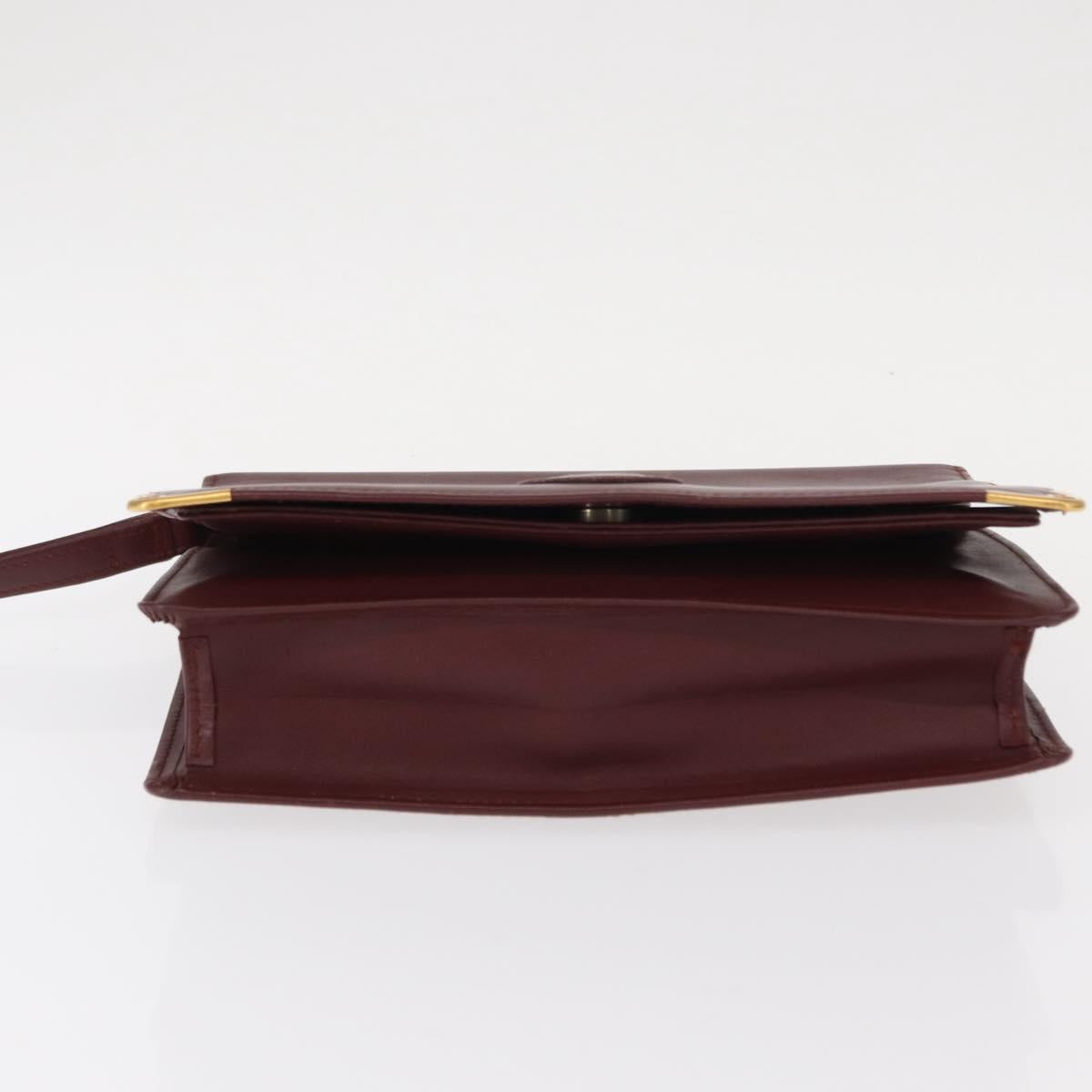 CARTIER Must Line Clutch Bag Leather 2 Set Bordeaux Auth bs31274