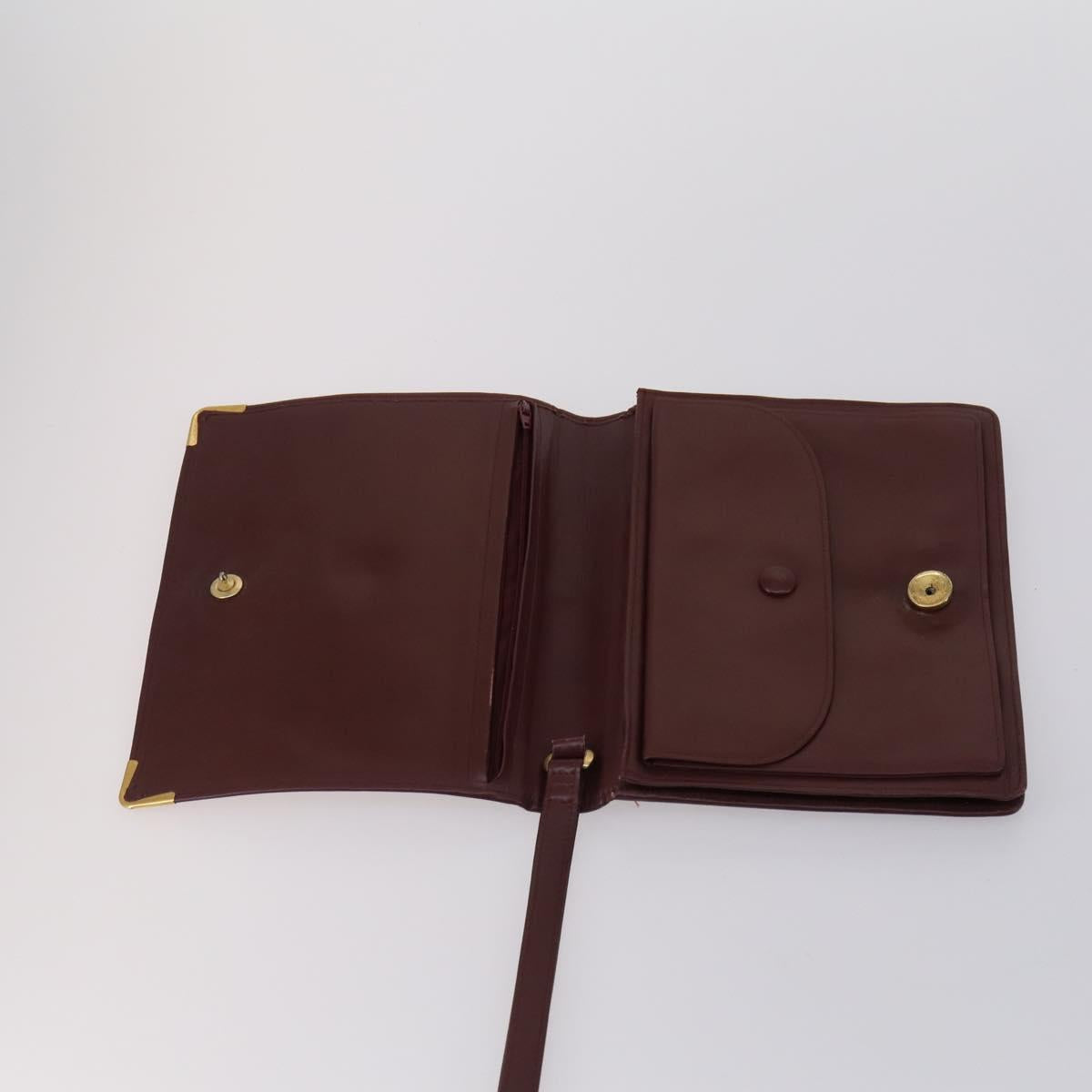 CARTIER Must Line Clutch Bag Leather 2 Set Bordeaux Auth bs31275