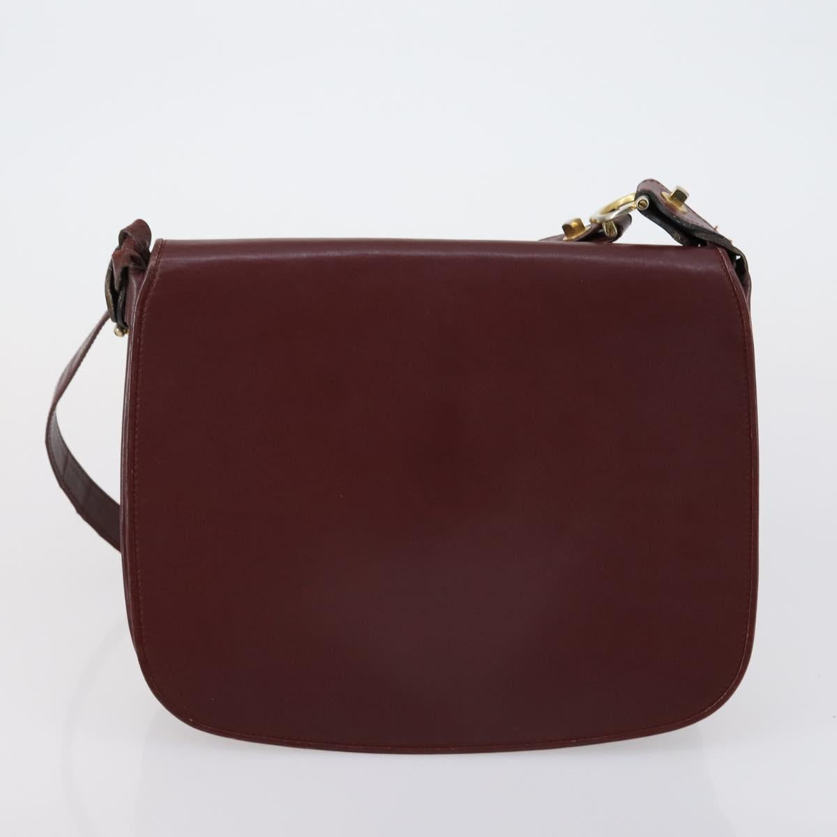 CARTIER Must Line Shoulder Bag Leather 2 Set Bordeaux Auth bs31277