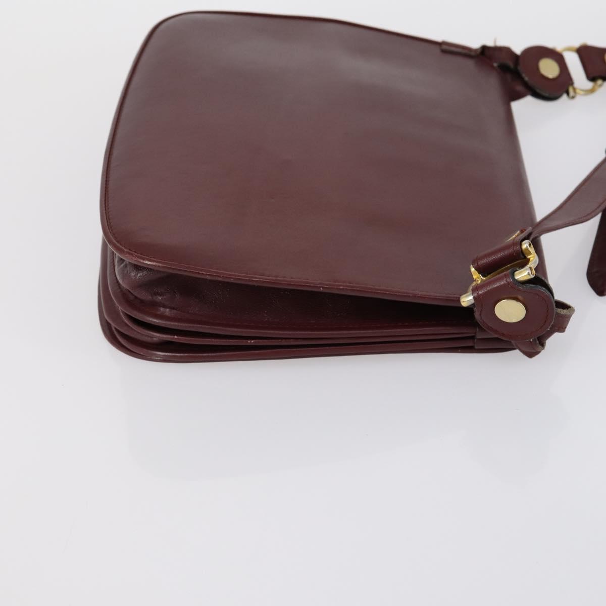 CARTIER Must Line Shoulder Bag Leather 2 Set Bordeaux Auth bs31277