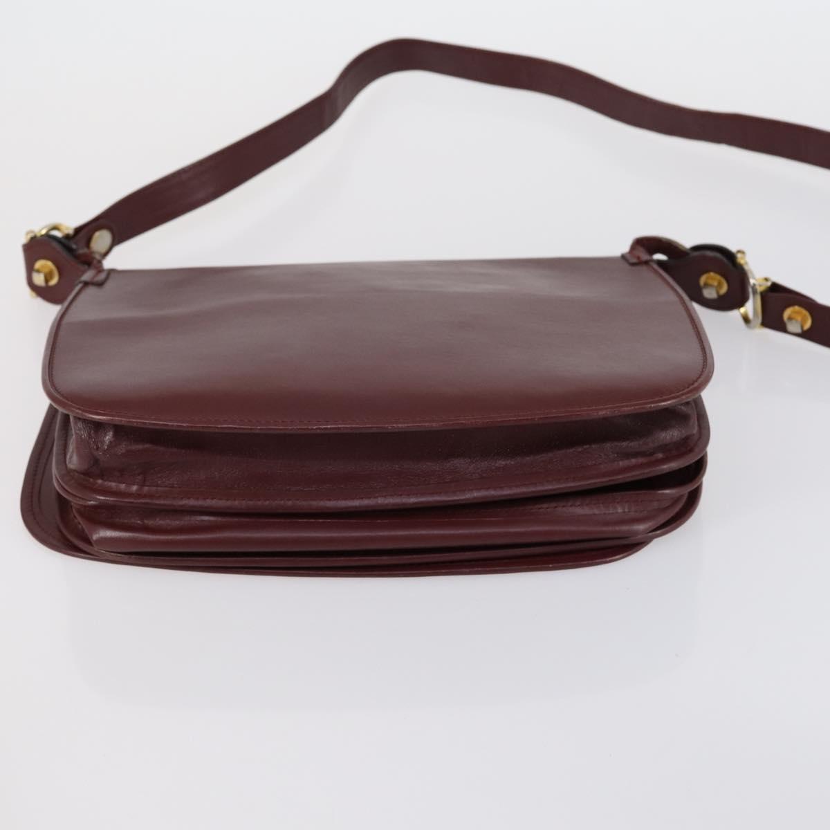 CARTIER Must Line Shoulder Bag Leather 2 Set Bordeaux Auth bs31277