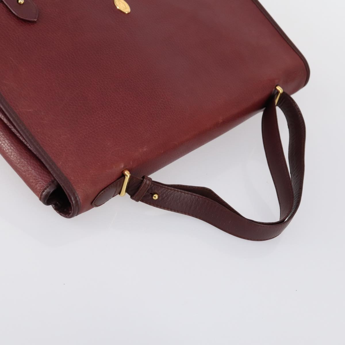 CARTIER Must Line Shoulder Bag Leather 2 Set Bordeaux Auth bs31277