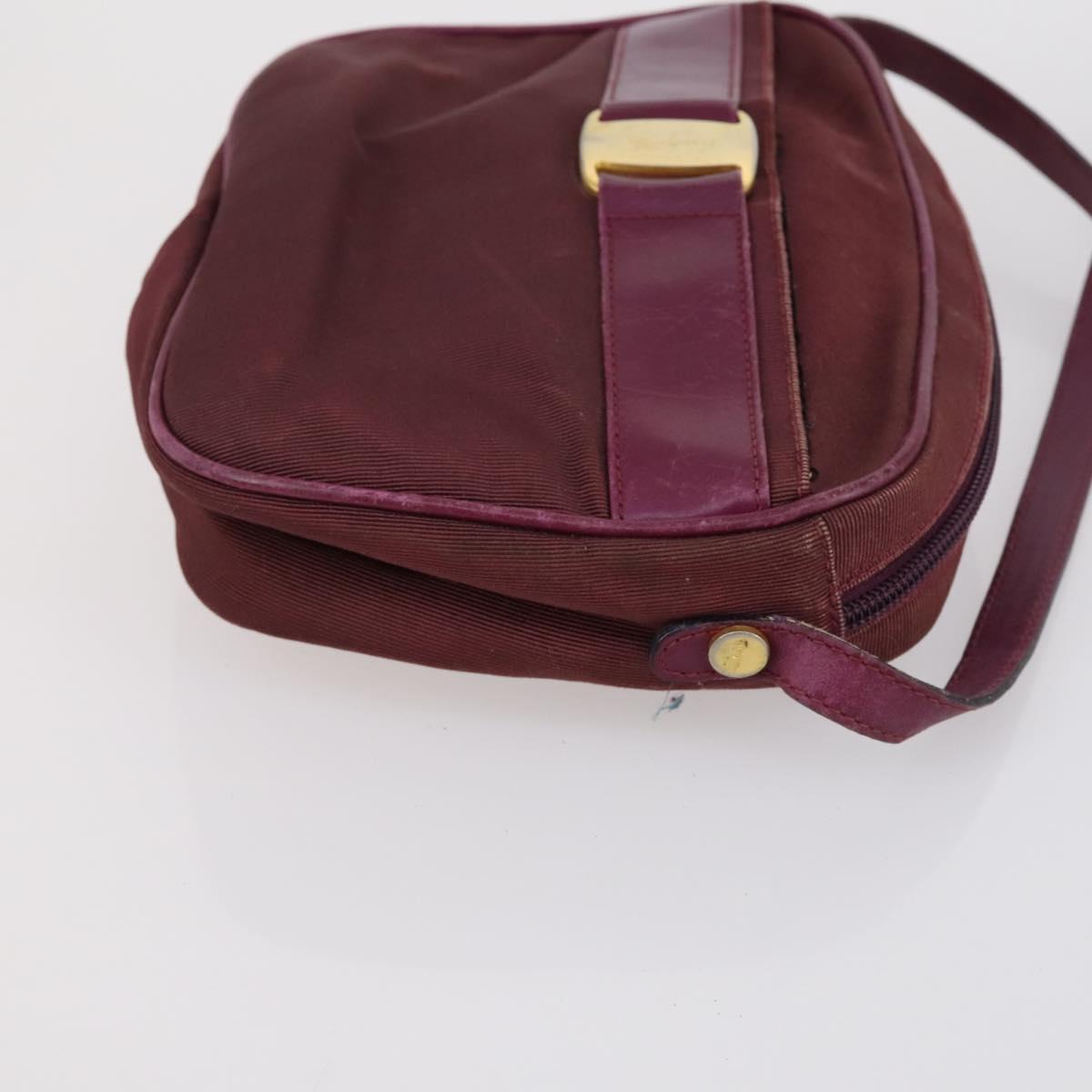 Salvatore Ferragamo Shoulder Bag Leather Canvas 2 Set Black Purple Auth bs31279