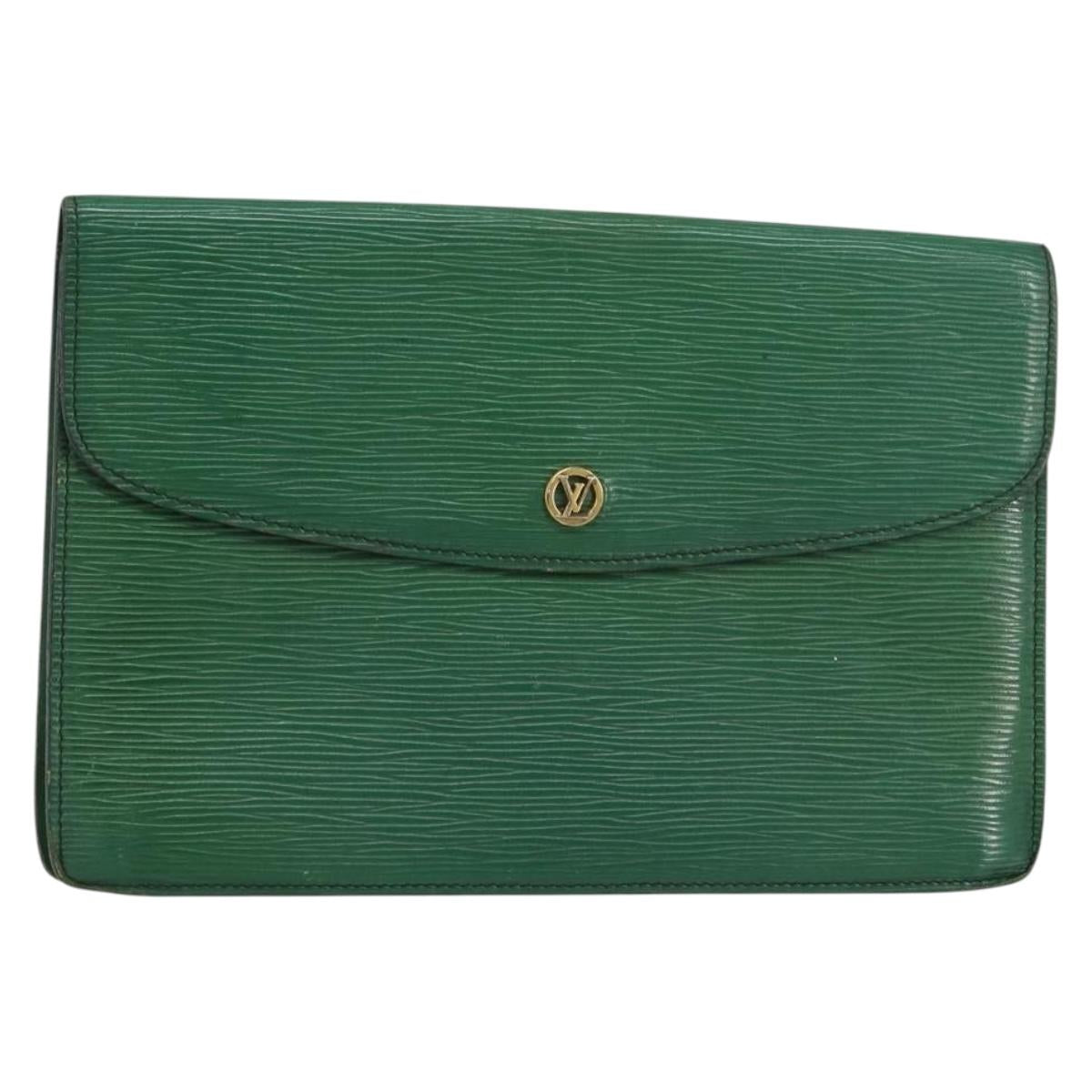 LOUIS VUITTON Epi Montaigne 27 Clutch Bag Green M52654 LV Auth bs31283