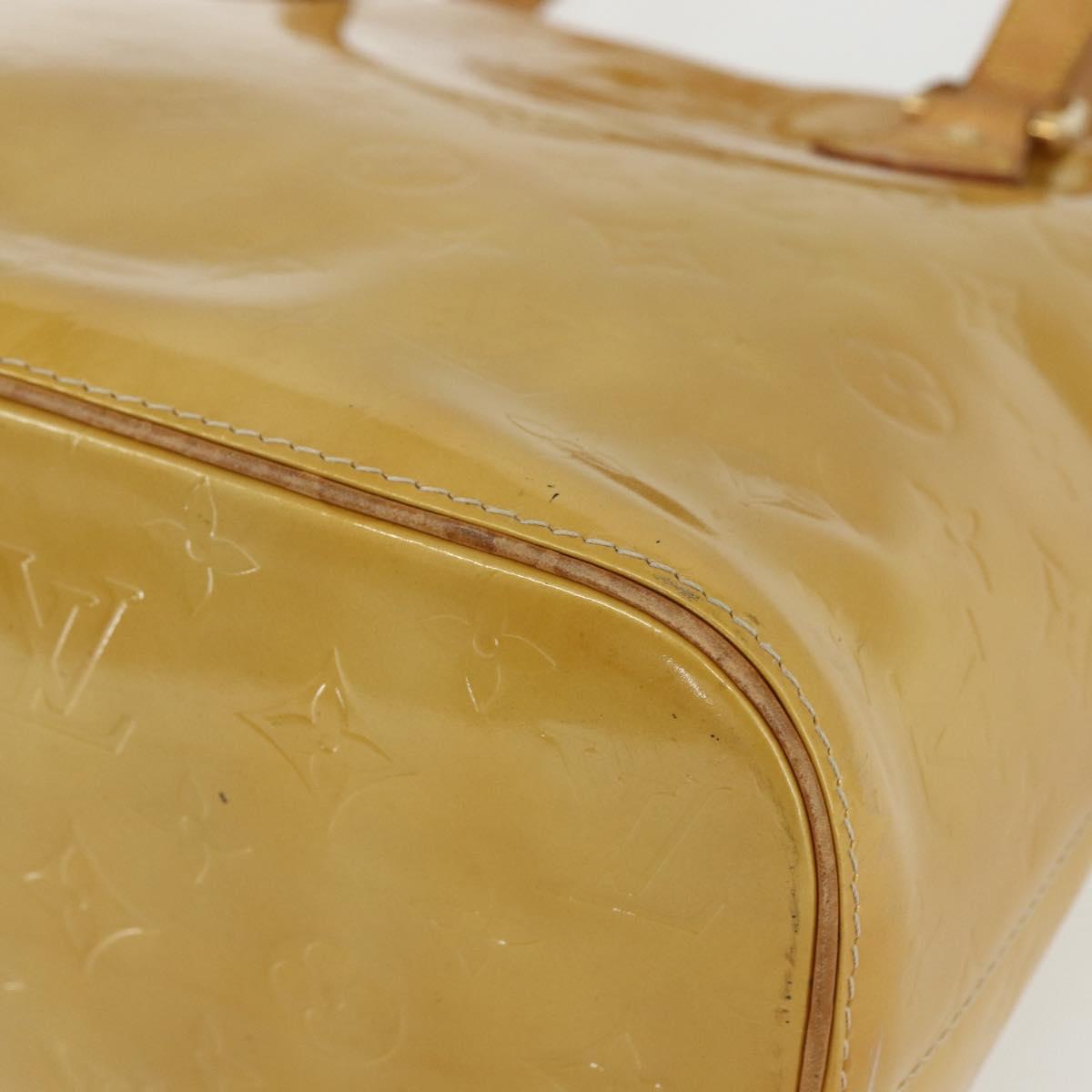 LOUIS VUITTON Monogram Vernis Houston Hand Bag Beige M91004 LV Auth bs31286