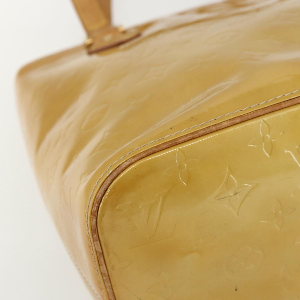 LOUIS VUITTON Monogram Vernis Houston Hand Bag Beige M91004 LV Auth bs31286
