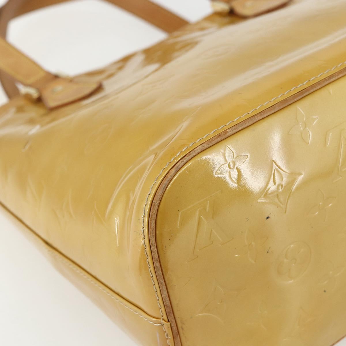 LOUIS VUITTON Monogram Vernis Houston Hand Bag Beige M91004 LV Auth bs31286