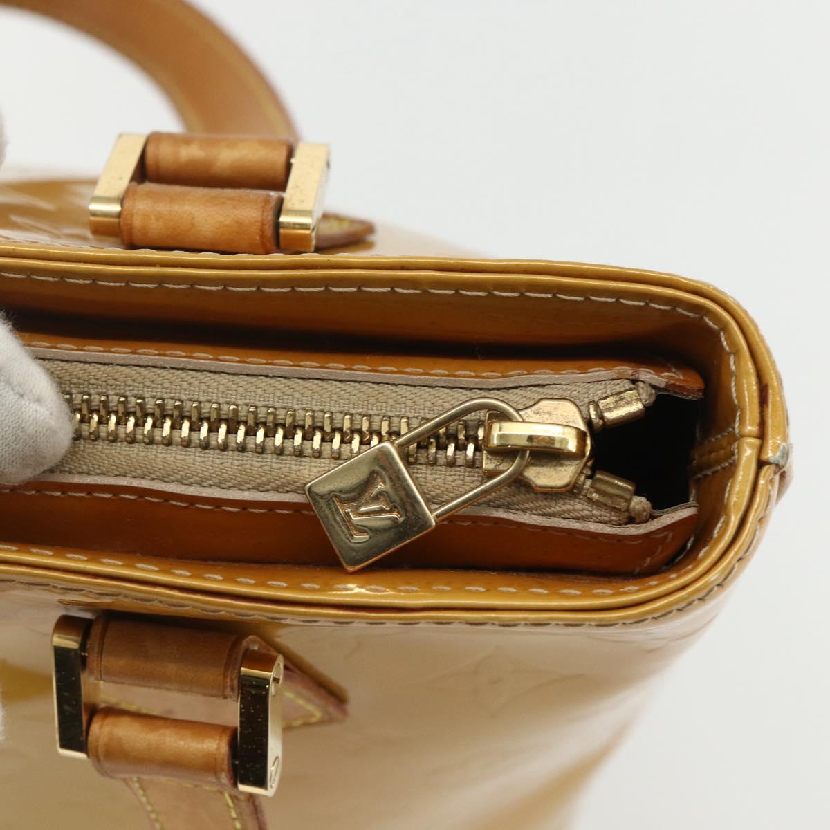 LOUIS VUITTON Monogram Vernis Houston Hand Bag Beige M91004 LV Auth bs31286