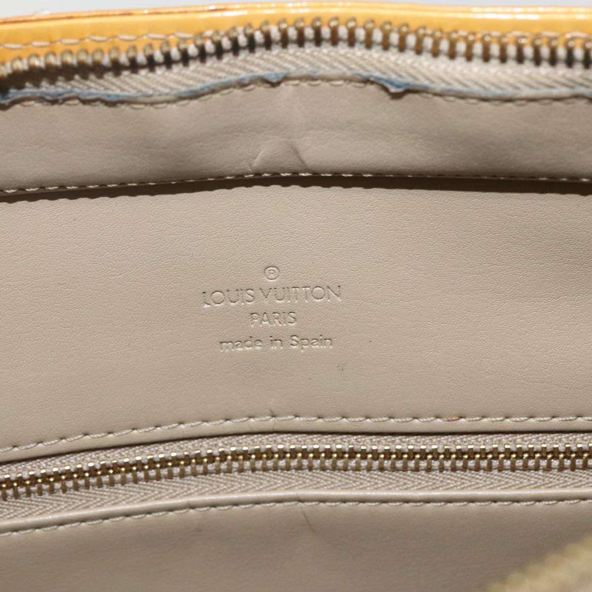 LOUIS VUITTON Monogram Vernis Houston Hand Bag Beige M91004 LV Auth bs31286